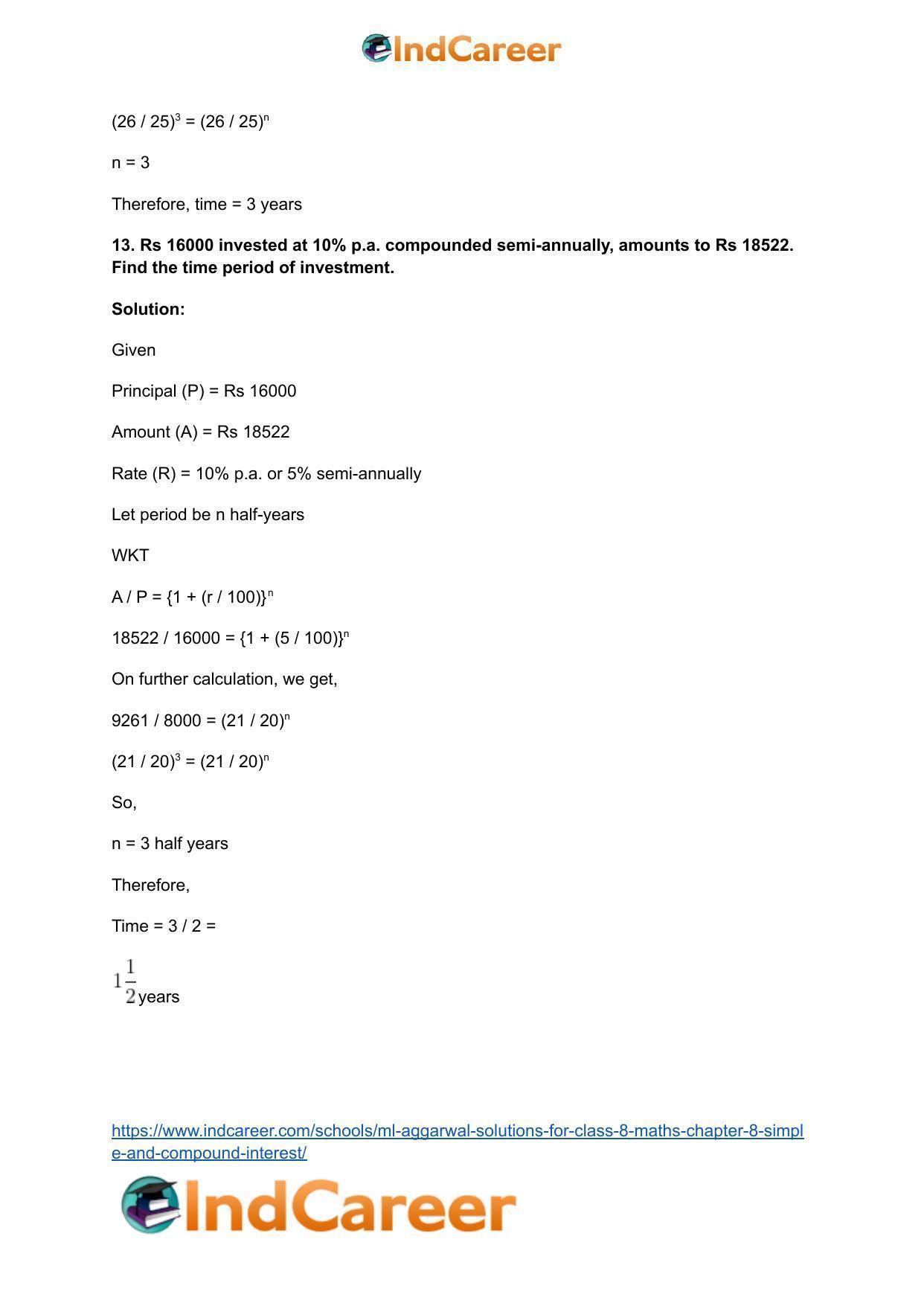 ML Aggarwal Solutions for Class 8 Maths Chapter 8- Simple and Compound Interest - Page 29