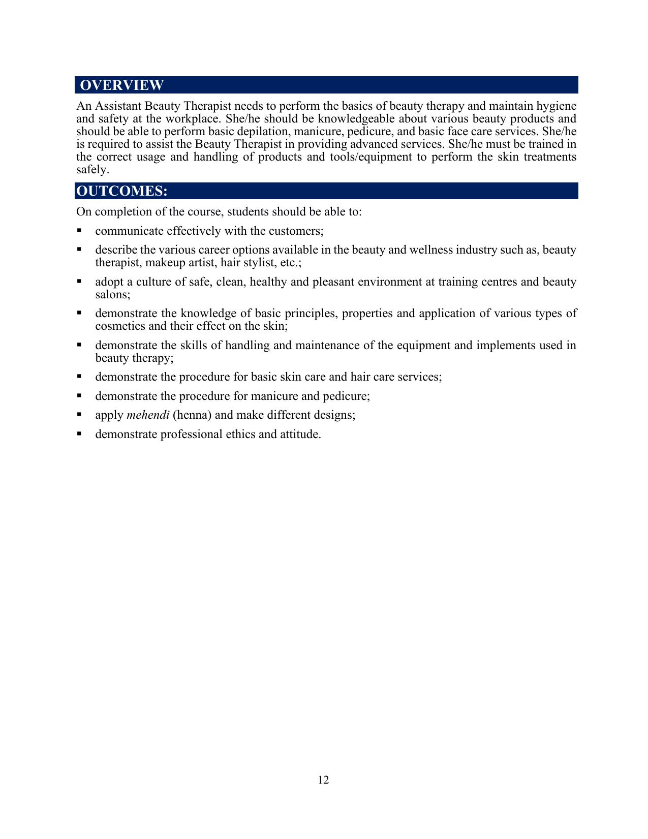 ICSE Assistant Beauty Therapist Syllabus 2026 - Page 2