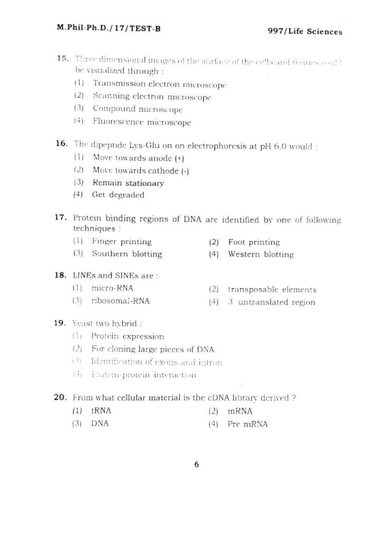 BHU RET LIFE SCIENCE 2017 Question Paper - Page 7