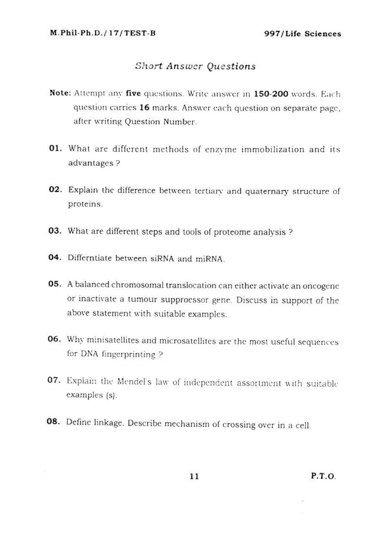 BHU RET LIFE SCIENCE 2017 Question Paper - Page 12
