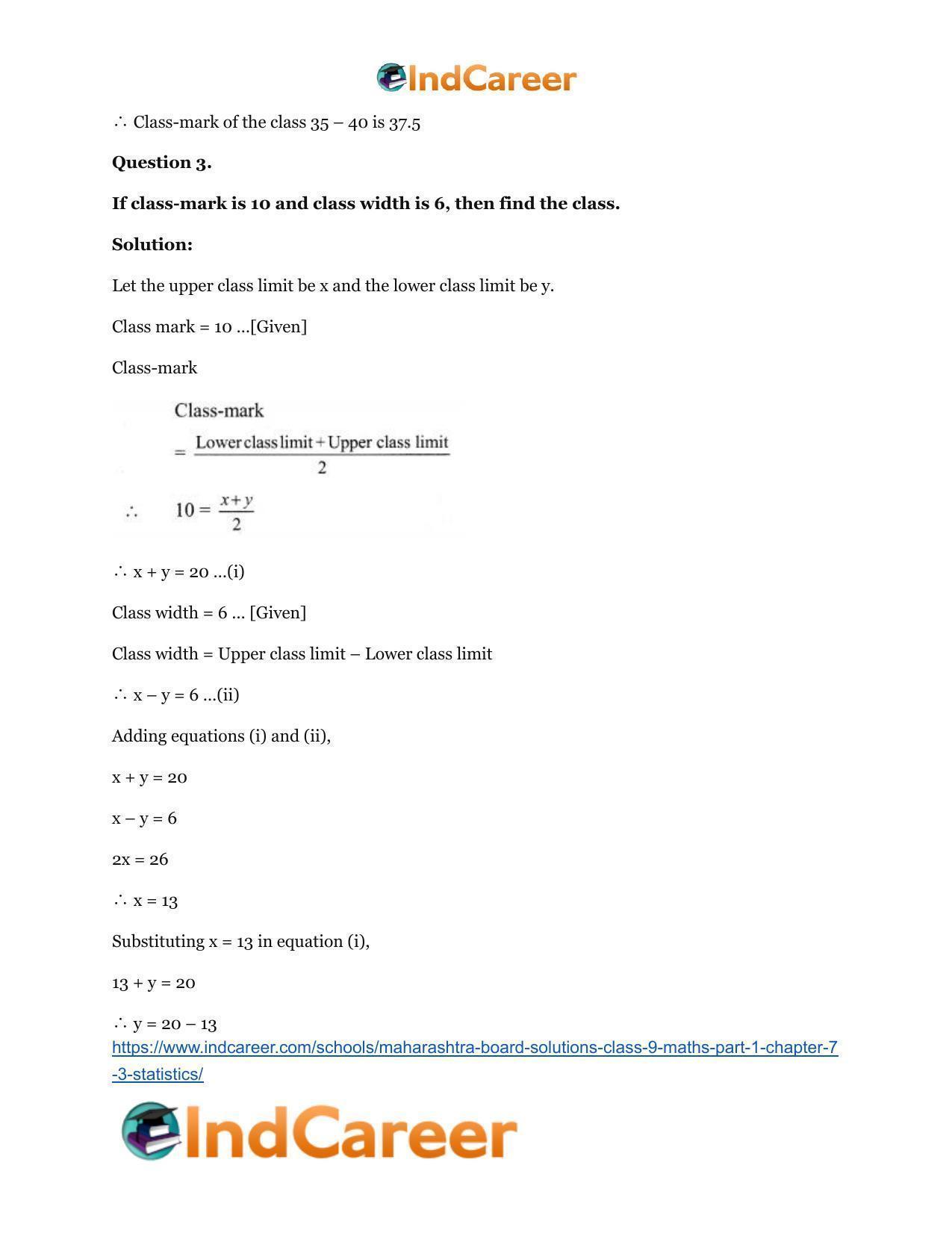 Maharashtra Board Solutions Class 9-Maths (Part 1): Chapter 7.3- Statistics - Page 3