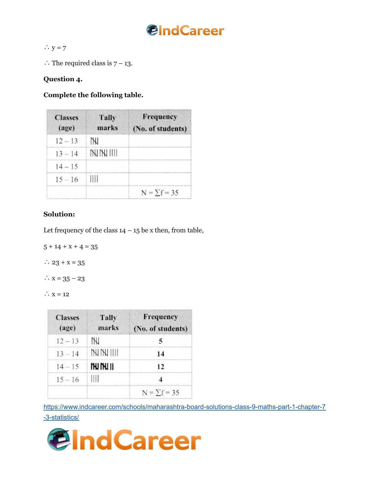 Maharashtra Board Solutions Class 9-Maths (Part 1): Chapter 7.3- Statistics - Page 4