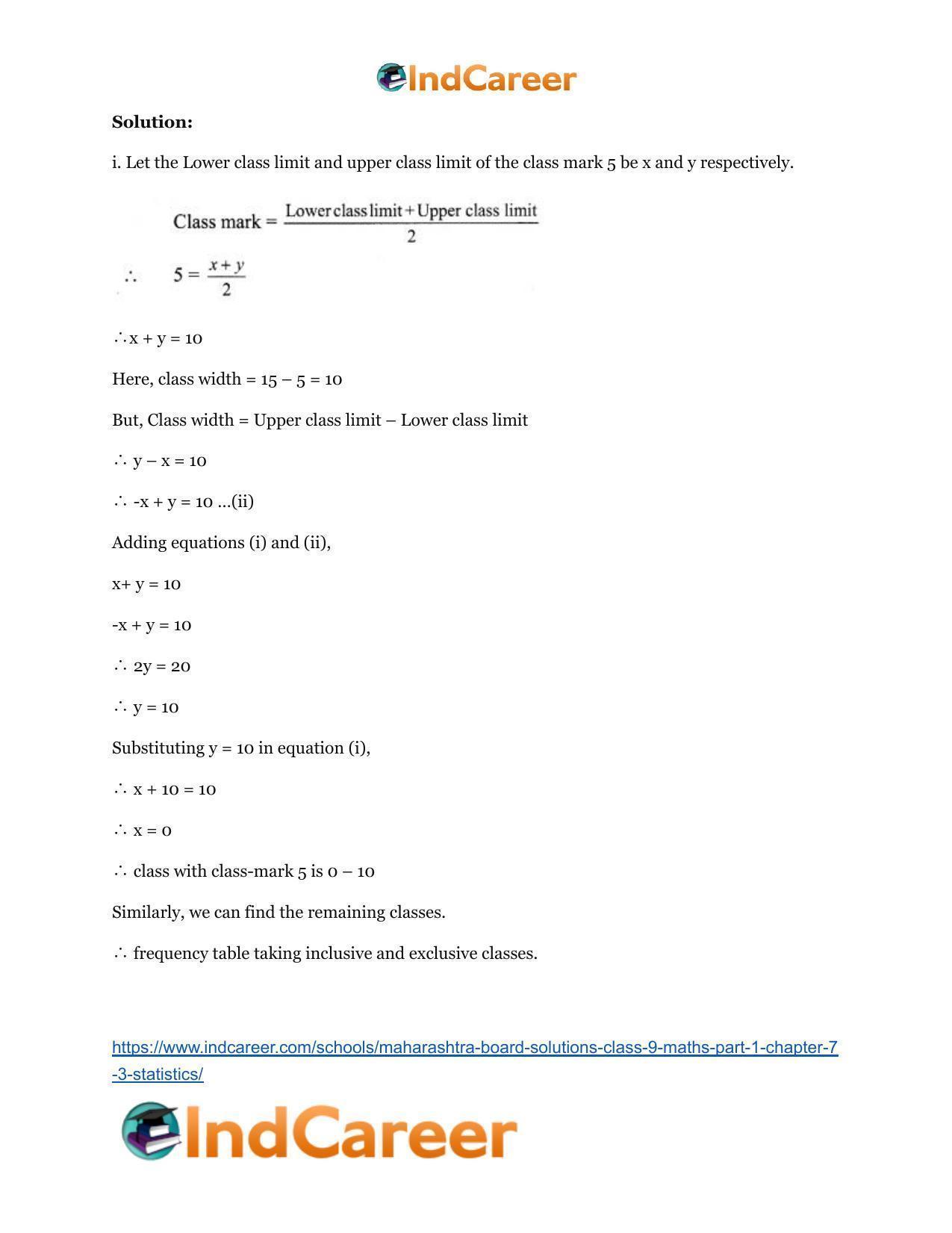 Maharashtra Board Solutions Class 9-Maths (Part 1): Chapter 7.3- Statistics - Page 7