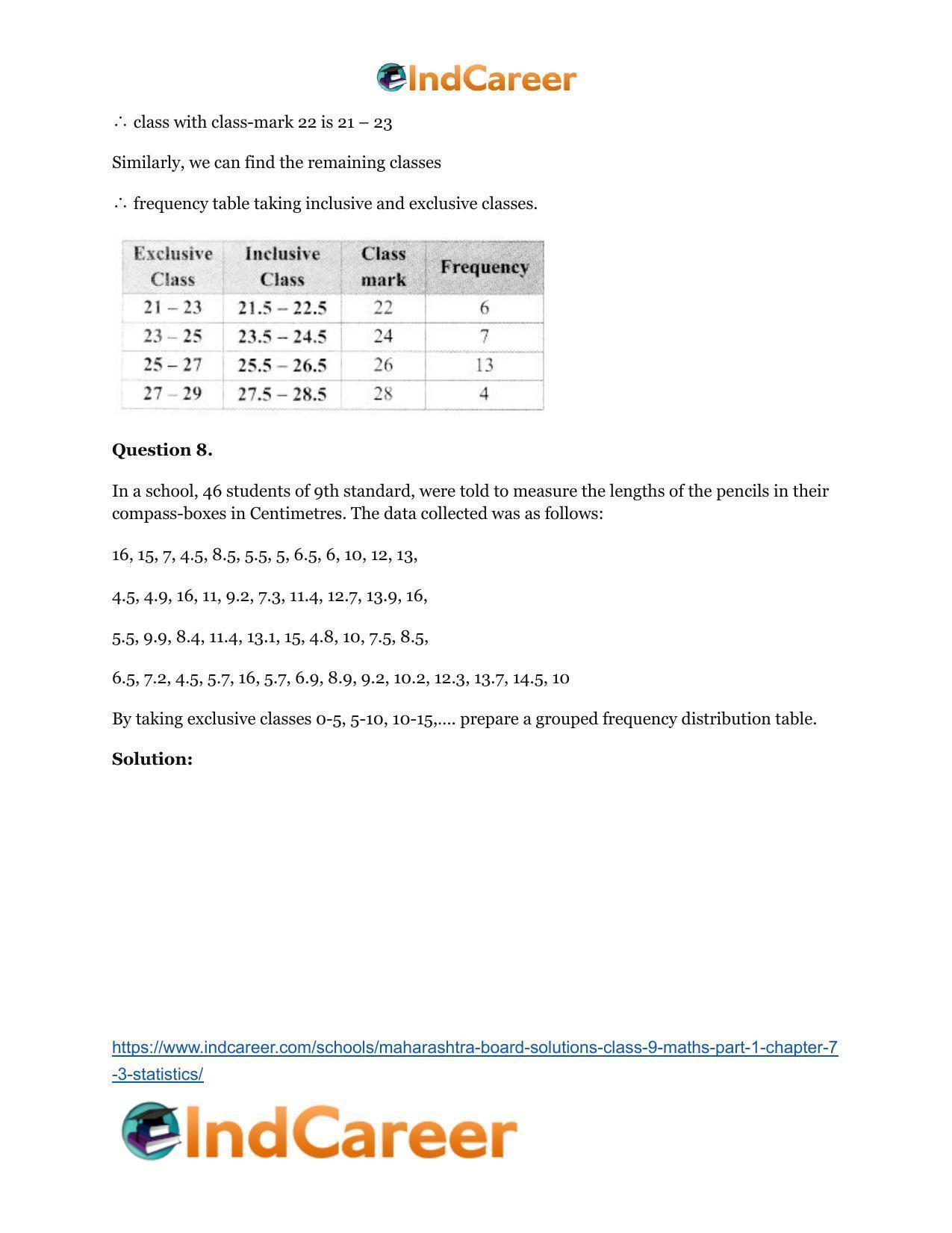 Maharashtra Board Solutions Class 9-Maths (Part 1): Chapter 7.3- Statistics - Page 9