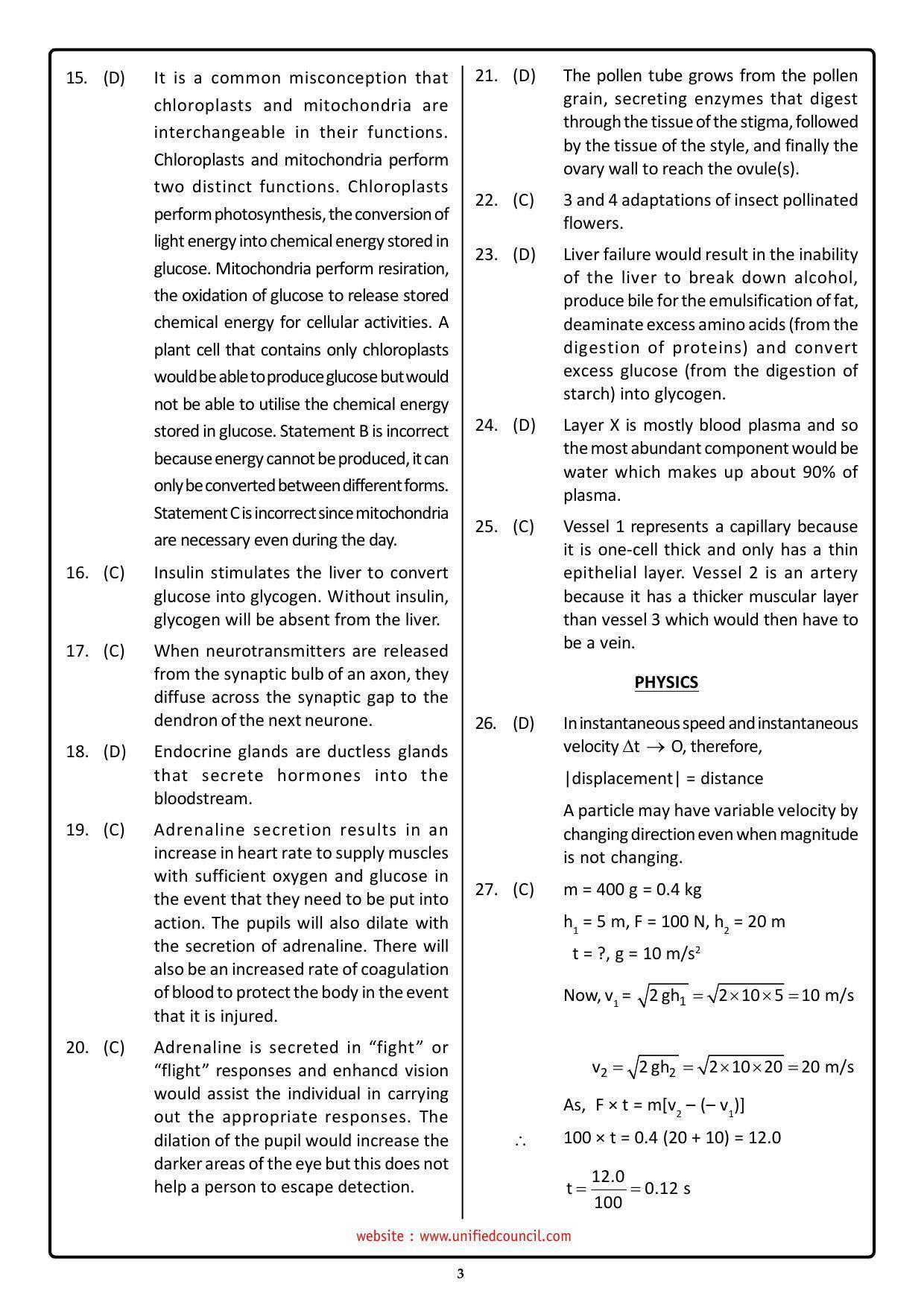 NSTSE 2023 Class 11 PCB Answer Key (Paper Code 484) - Page 3
