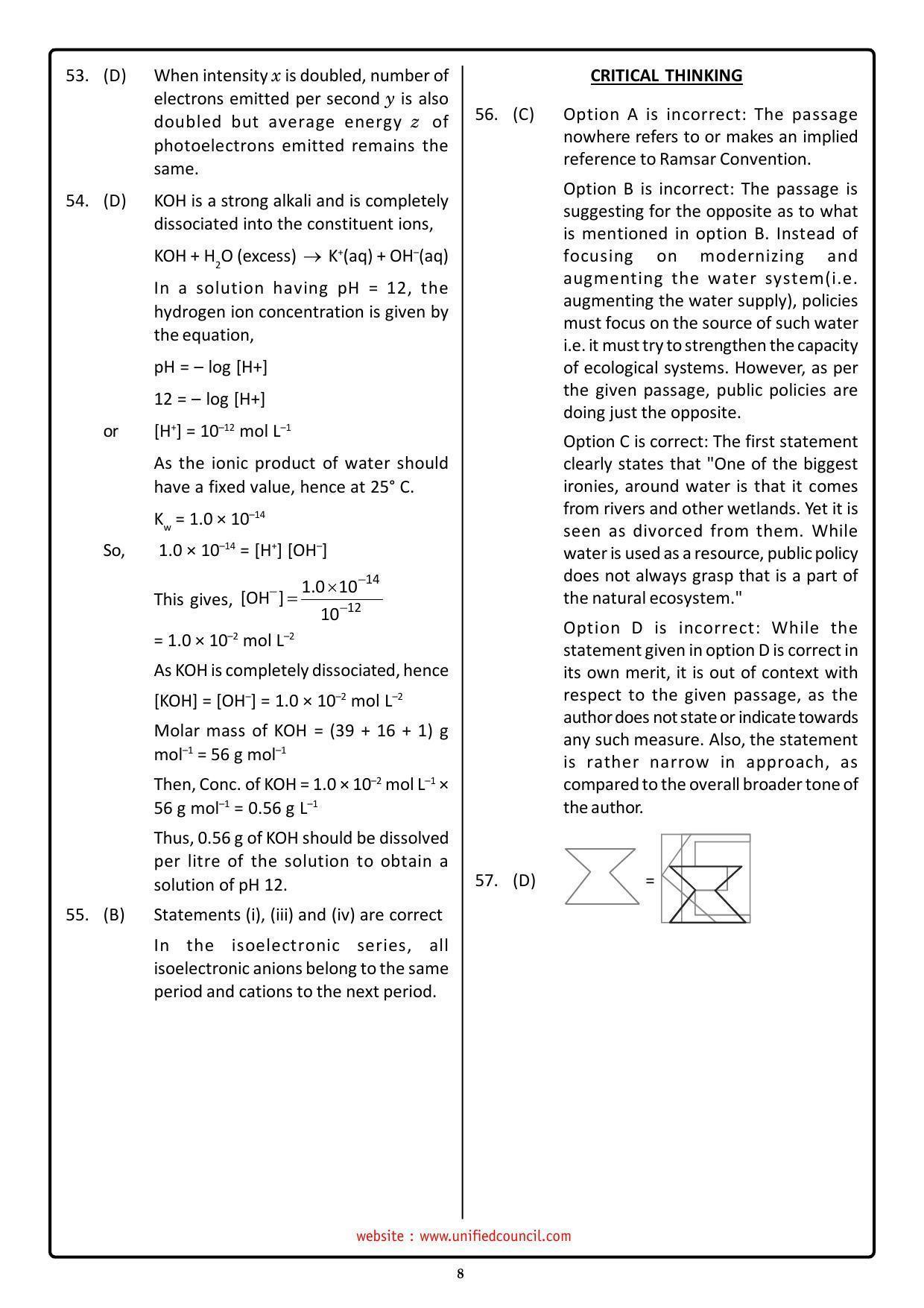 NSTSE 2023 Class 11 PCB Answer Key (Paper Code 484) - Page 8
