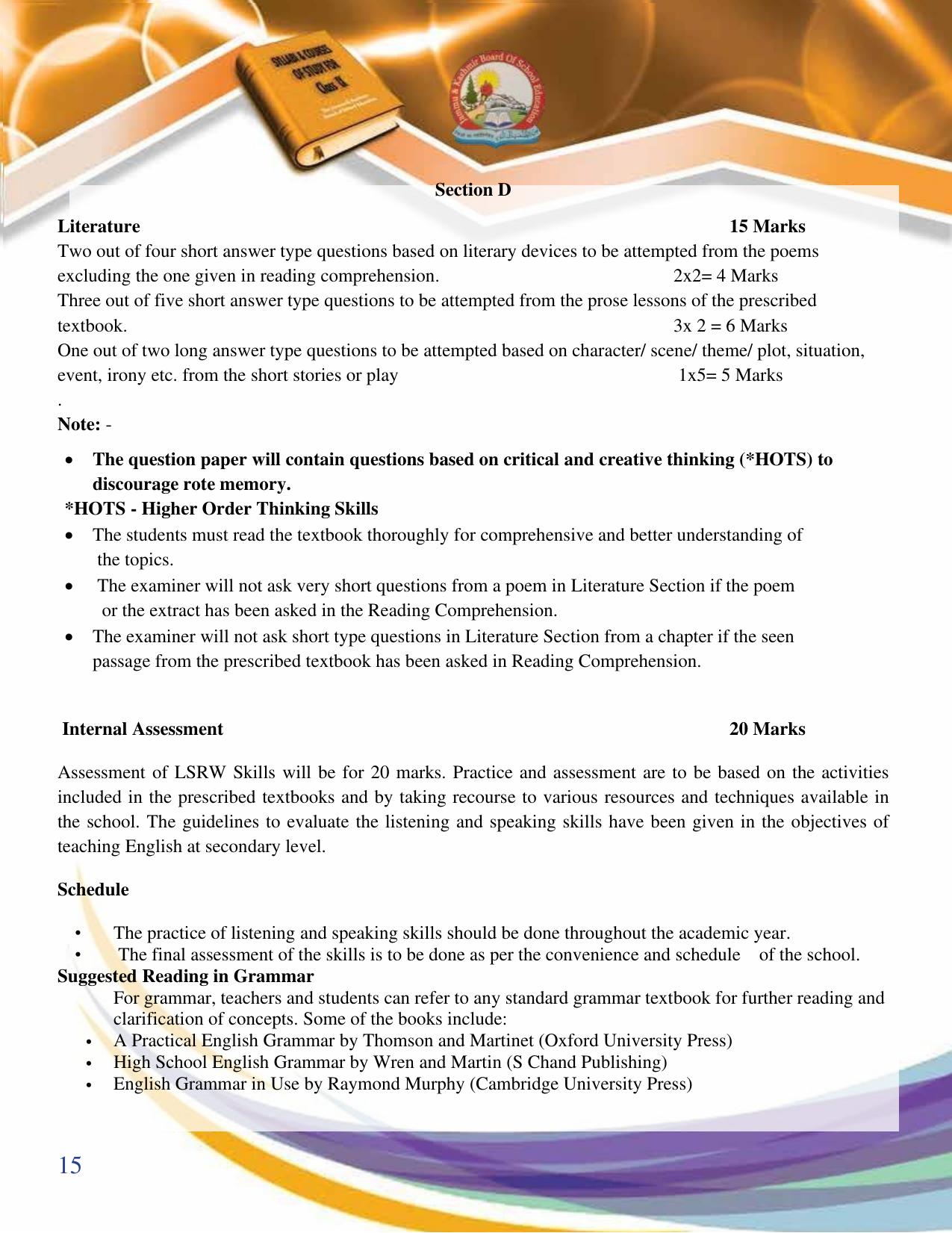 JKBOSE Syllabus for 9th class - Page 16