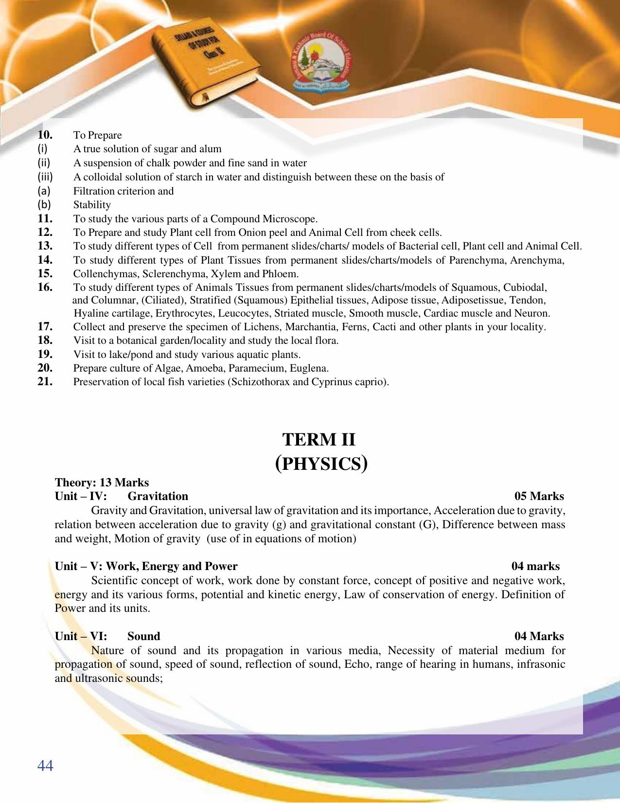 JKBOSE Syllabus for 9th class - Page 45