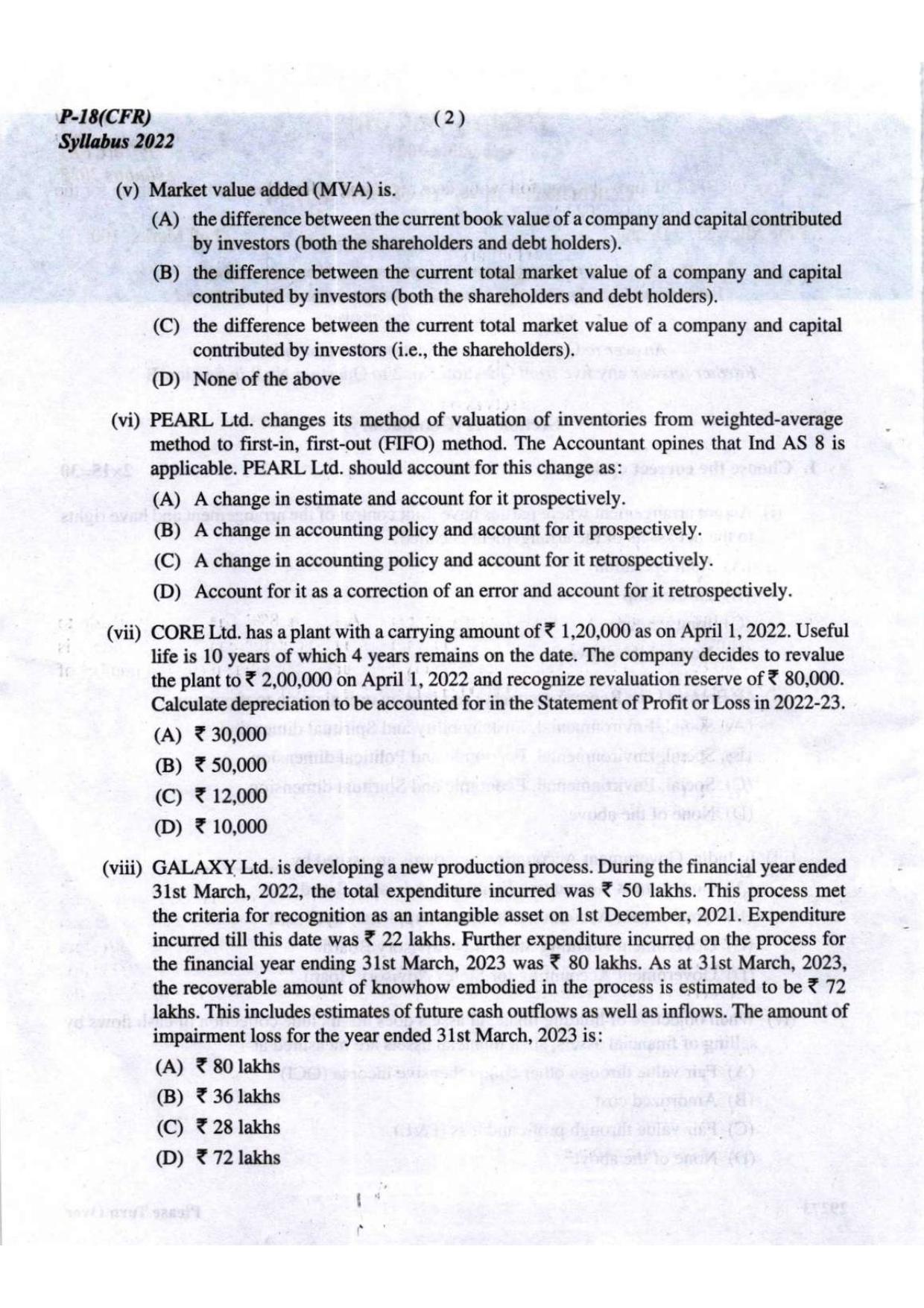 ICMAI Final December 2023 Question Paper - Corporate Financial Reporting - Page 2