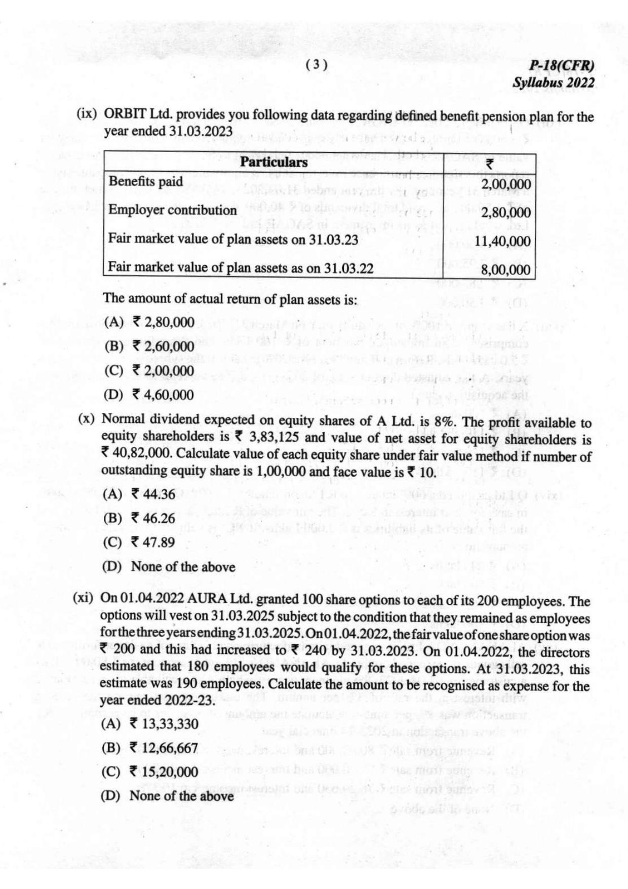 ICMAI Final December 2023 Question Paper - Corporate Financial Reporting - Page 3