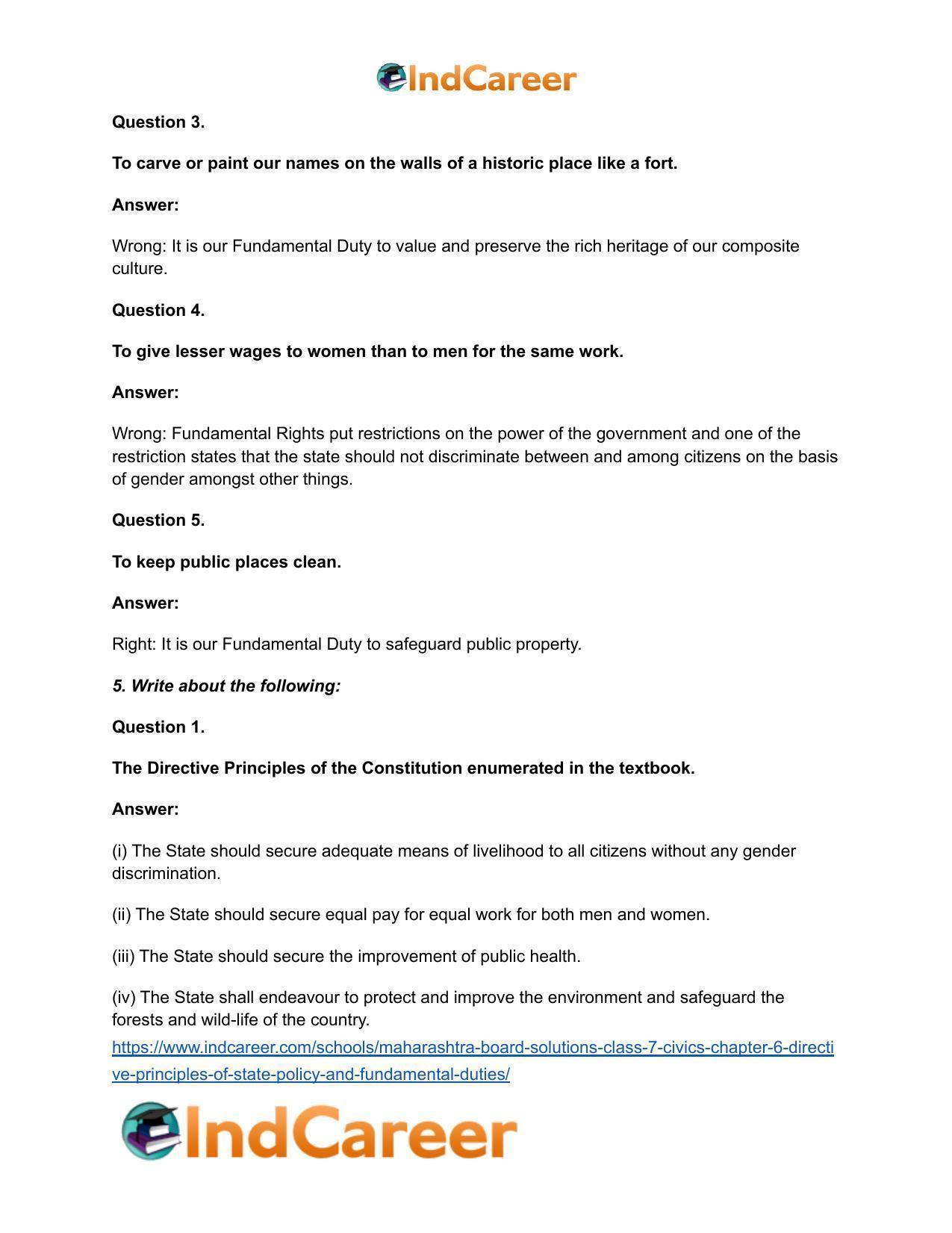 Maharashtra Board Solutions Class 7-Civics: Chapter 6- Directive Principles of State Policy and Fundamental Duties - Page 5