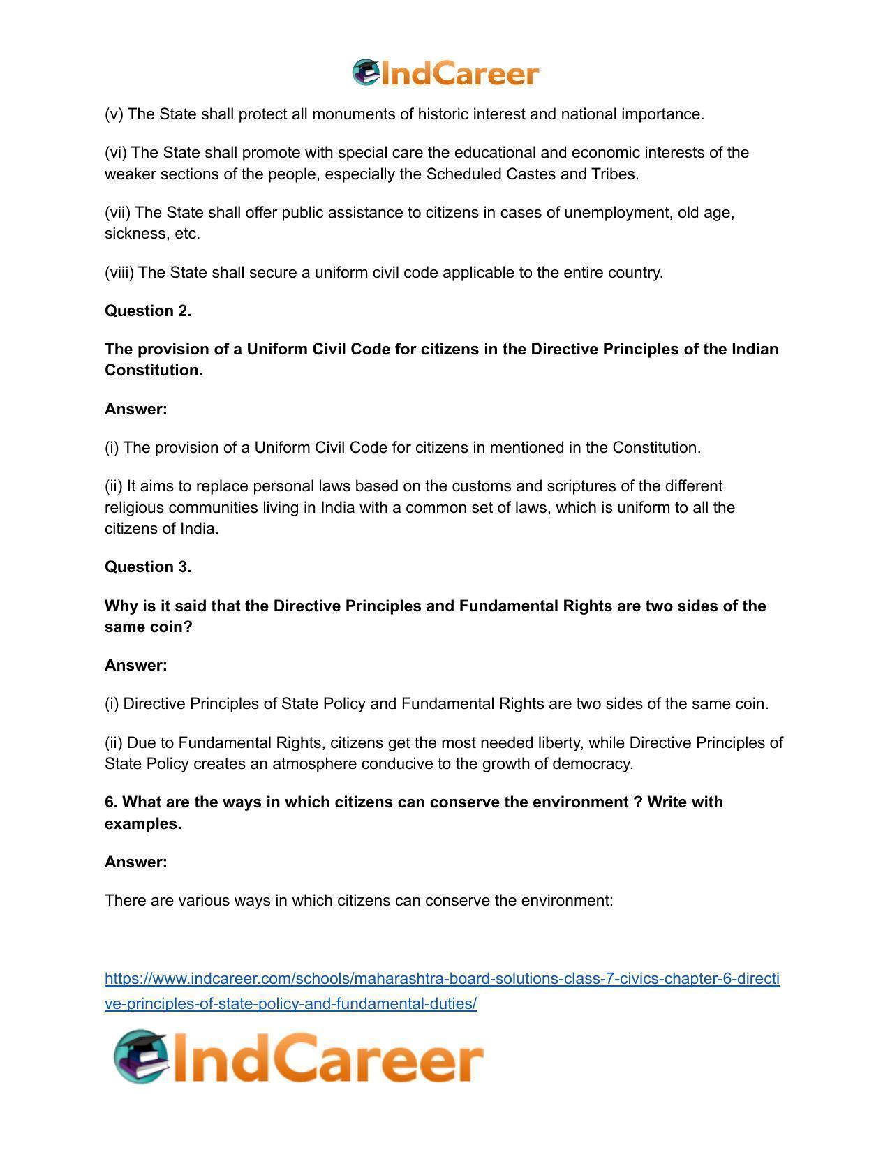 Maharashtra Board Solutions Class 7-Civics: Chapter 6- Directive Principles of State Policy and Fundamental Duties - Page 6