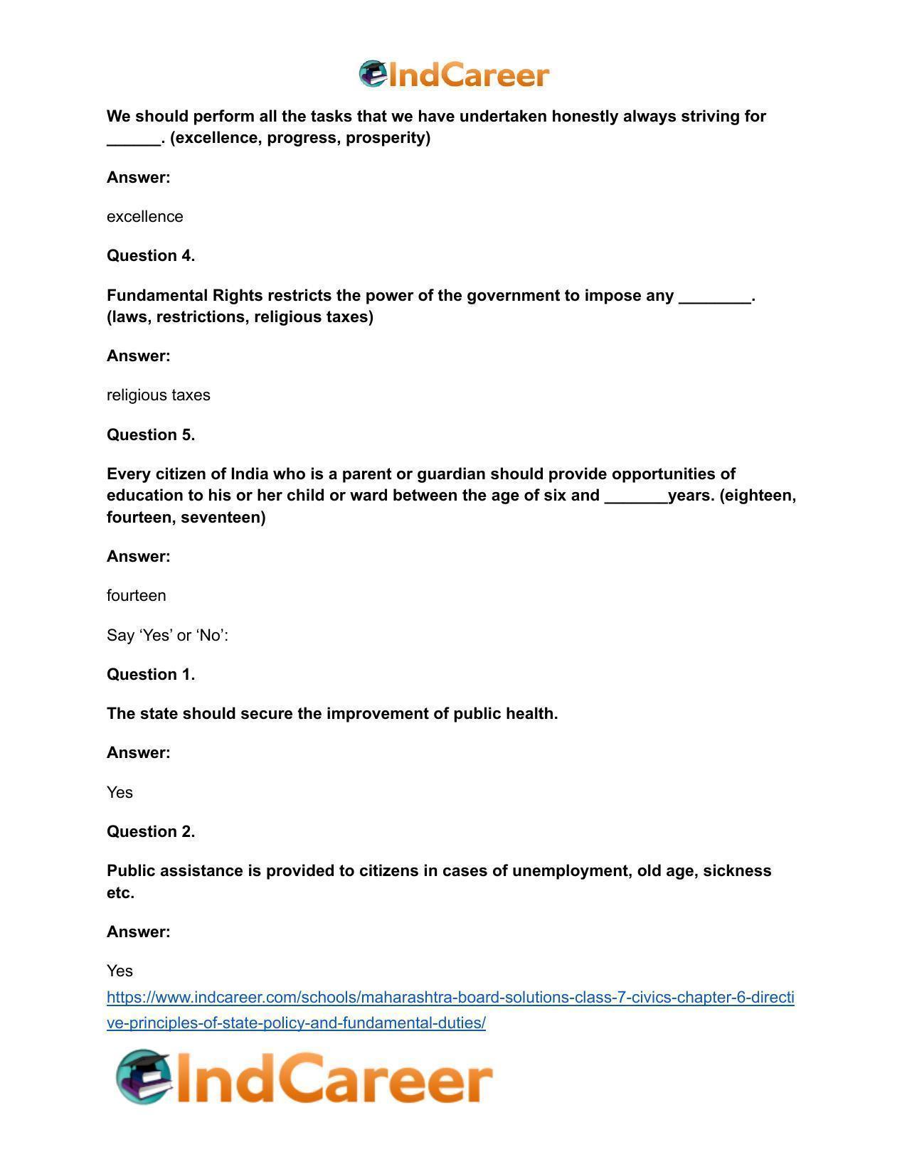 Maharashtra Board Solutions Class 7-Civics: Chapter 6- Directive Principles of State Policy and Fundamental Duties - Page 8