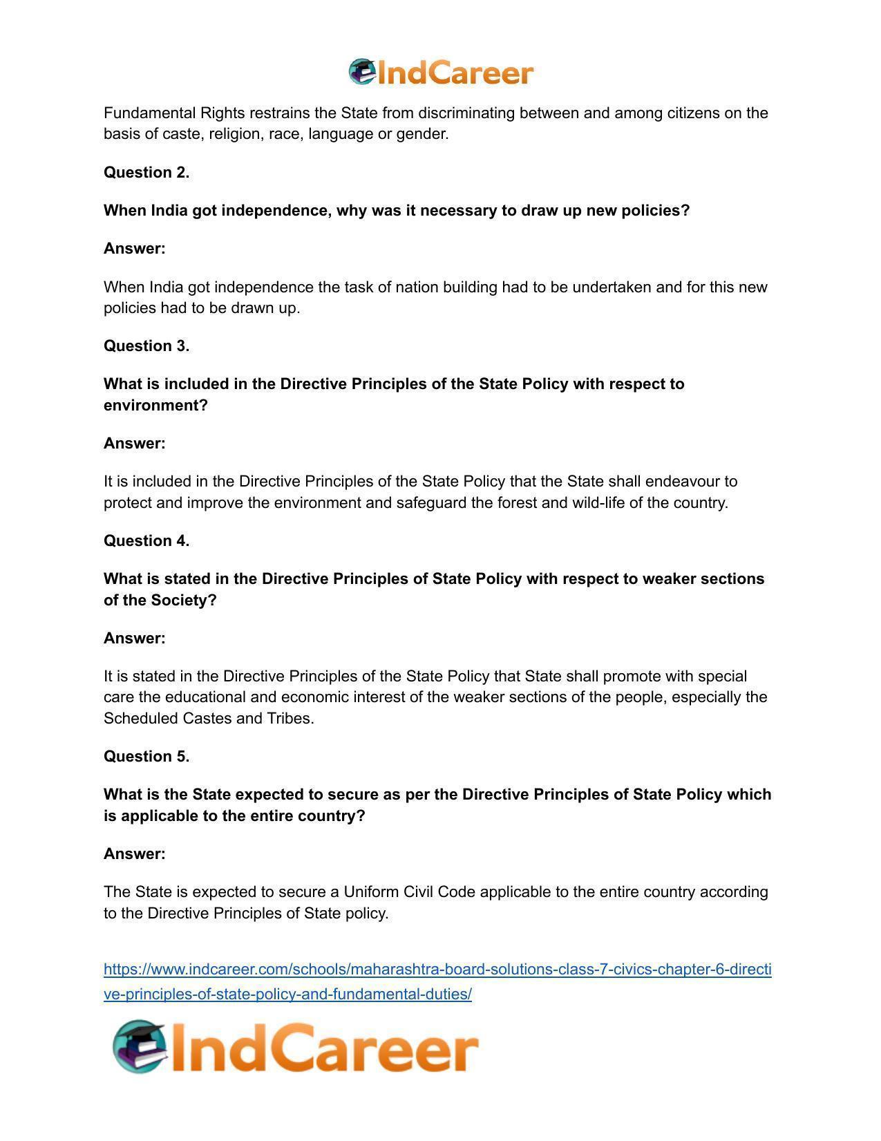 Maharashtra Board Solutions Class 7-Civics: Chapter 6- Directive Principles of State Policy and Fundamental Duties - Page 11