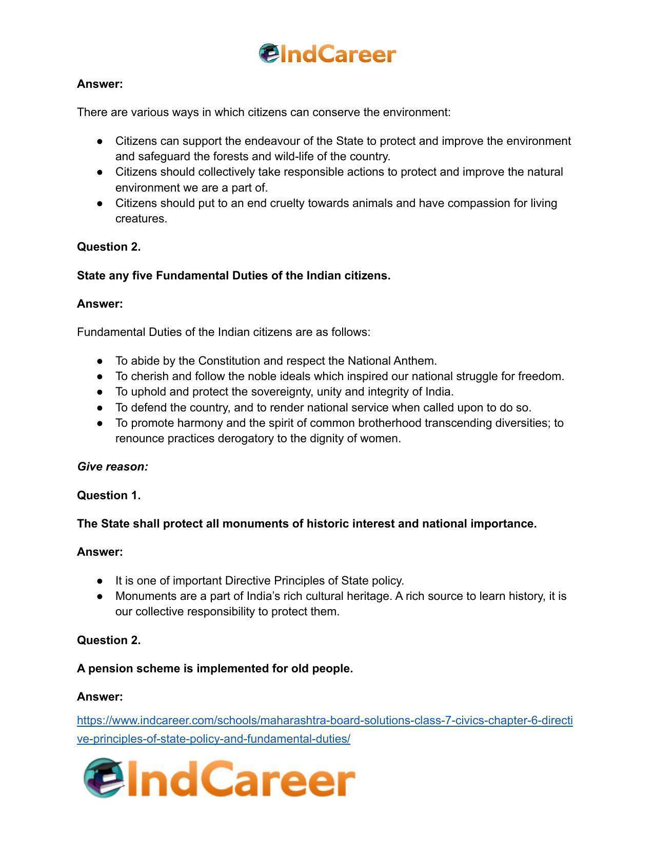 Maharashtra Board Solutions Class 7-Civics: Chapter 6- Directive Principles of State Policy and Fundamental Duties - Page 13