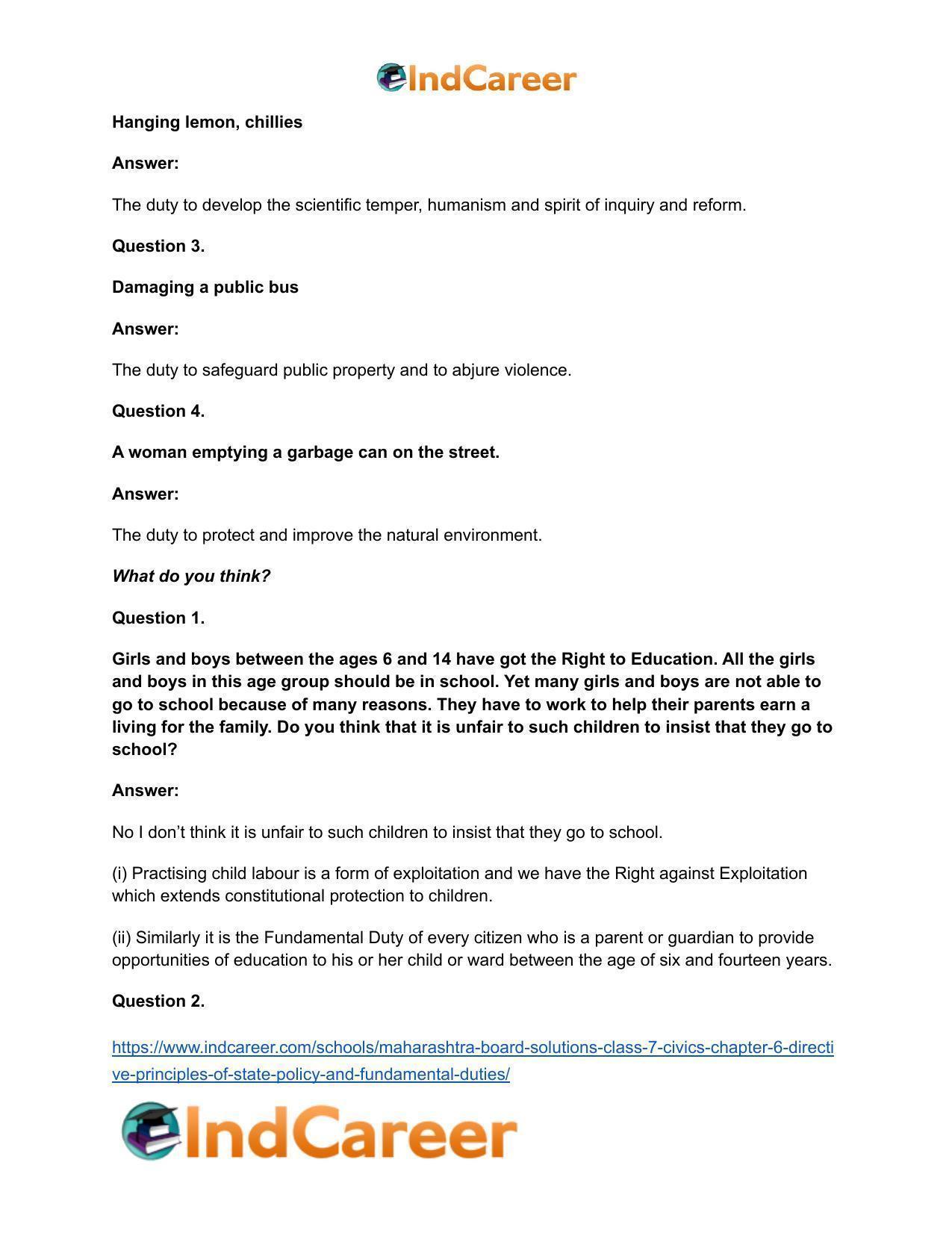 Maharashtra Board Solutions Class 7-Civics: Chapter 6- Directive Principles of State Policy and Fundamental Duties - Page 17