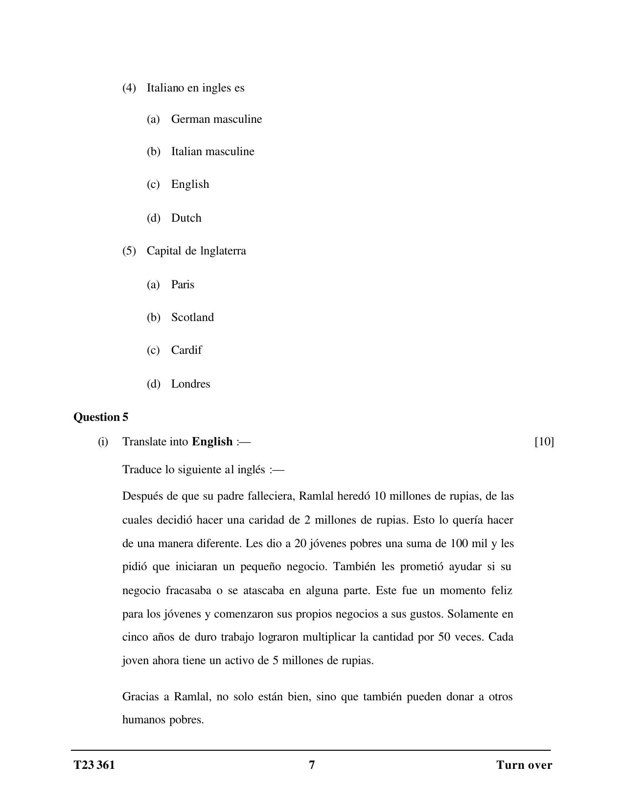 ICSE Class 10 SPANISH 2023 Question Paper - Page 7