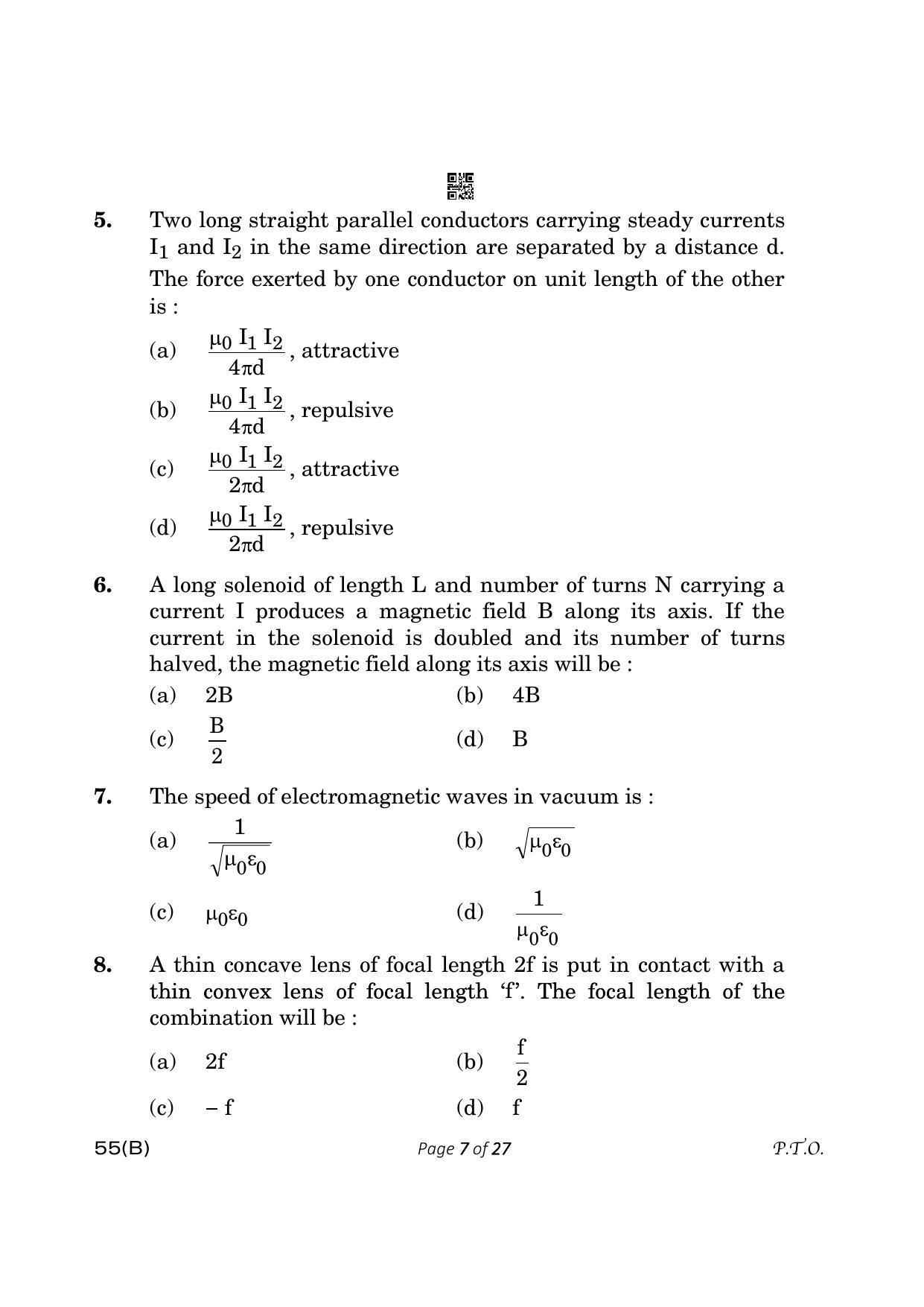CBSE Class 12 55-B Physics 2023 (Compartment) Question Paper - Page 7