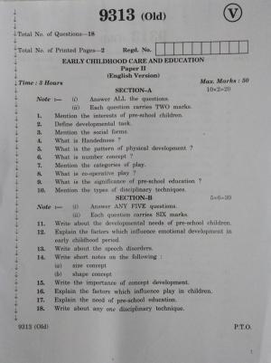 AP Inter 2nd Year Vocational Question Paper March - 2020 - Early Childhood Care Education - II (old)