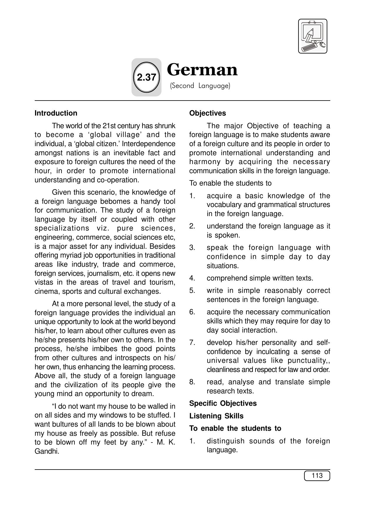 Maharashtra SSC German Syllabus - Page 1