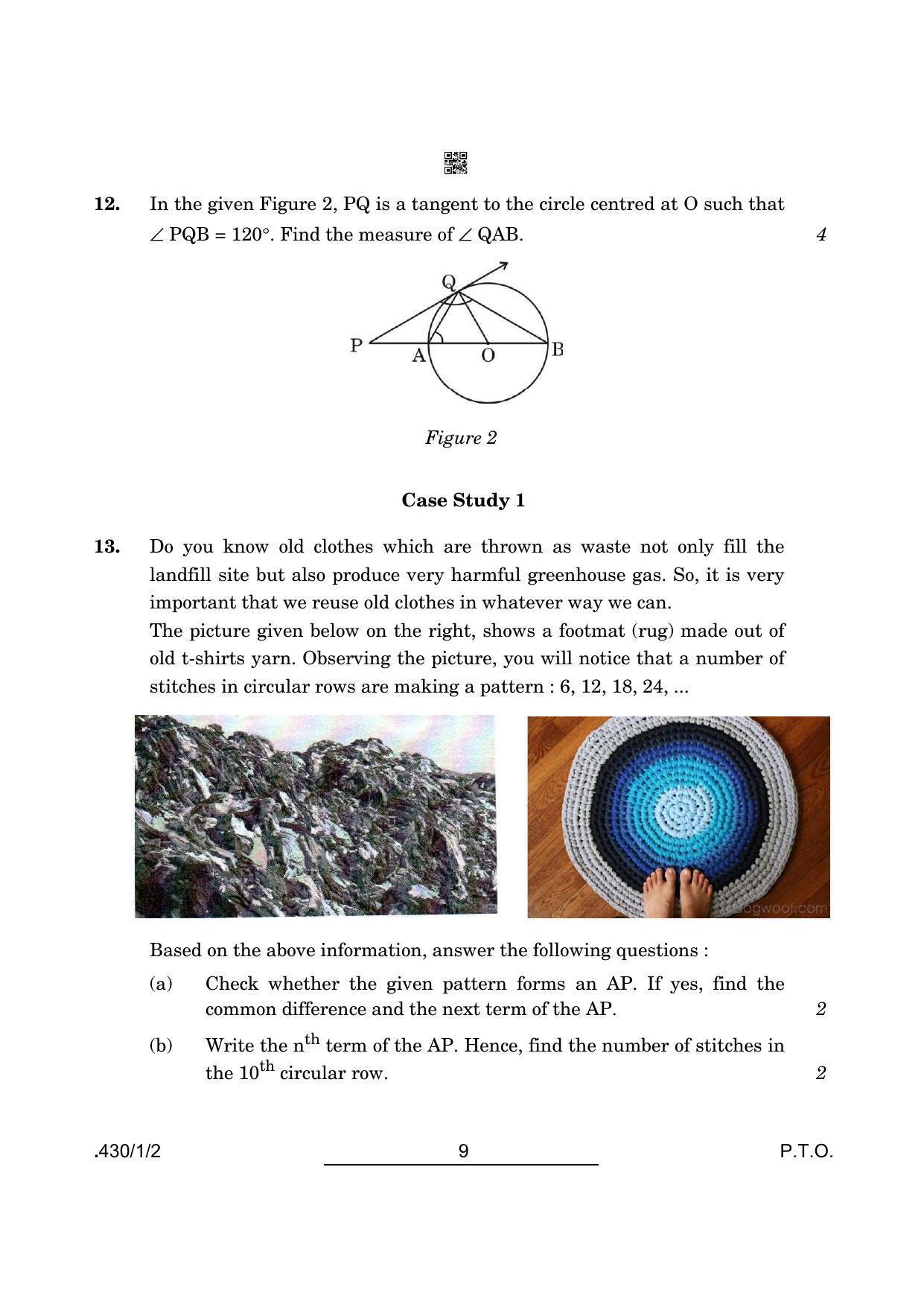 CBSE Class 10 Maths Basic (430/1/2 - SET 2) 2022 Question Paper - Page 9