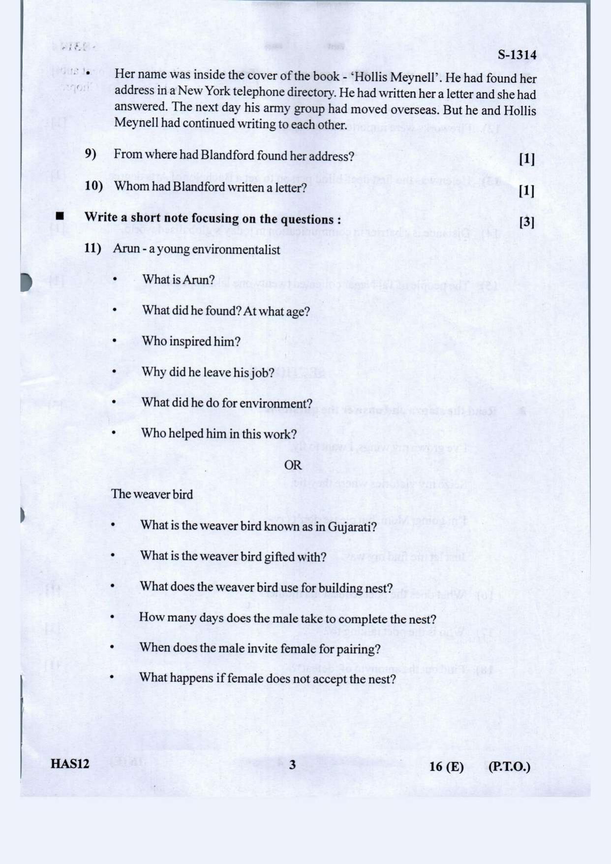 Gujarat Board Class 10th English S.L March-April 2022 Question Paper - Page 3