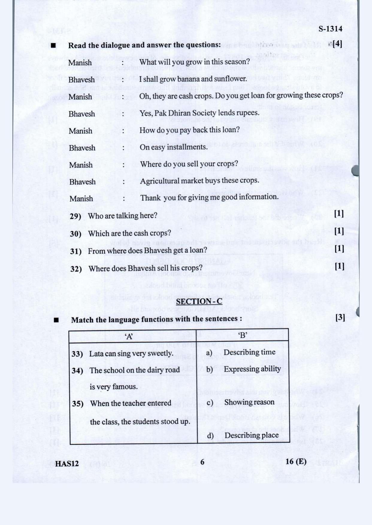 Gujarat Board Class 10th English S.L March-April 2022 Question Paper - Page 6