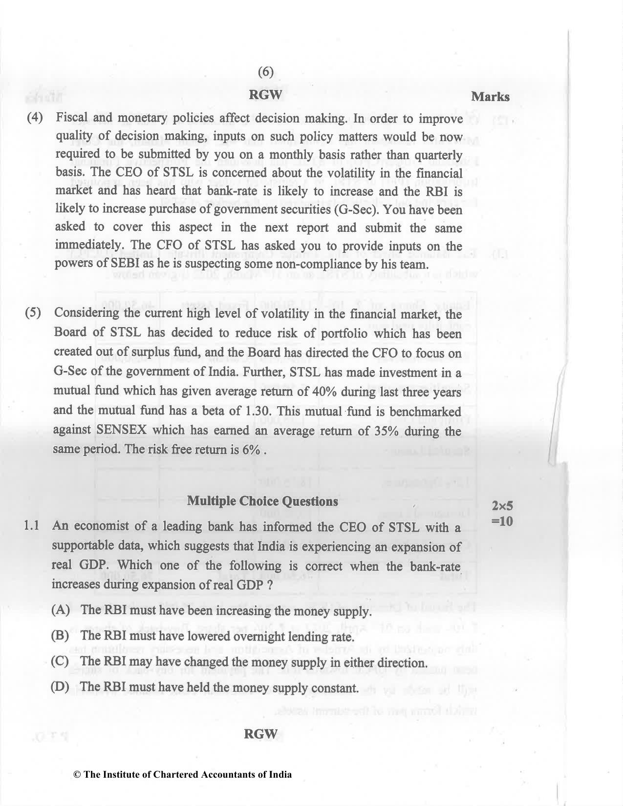 CA Final May 2022 Question Paper - Paper 6B – Financial Services and Capital Markets - Page 6