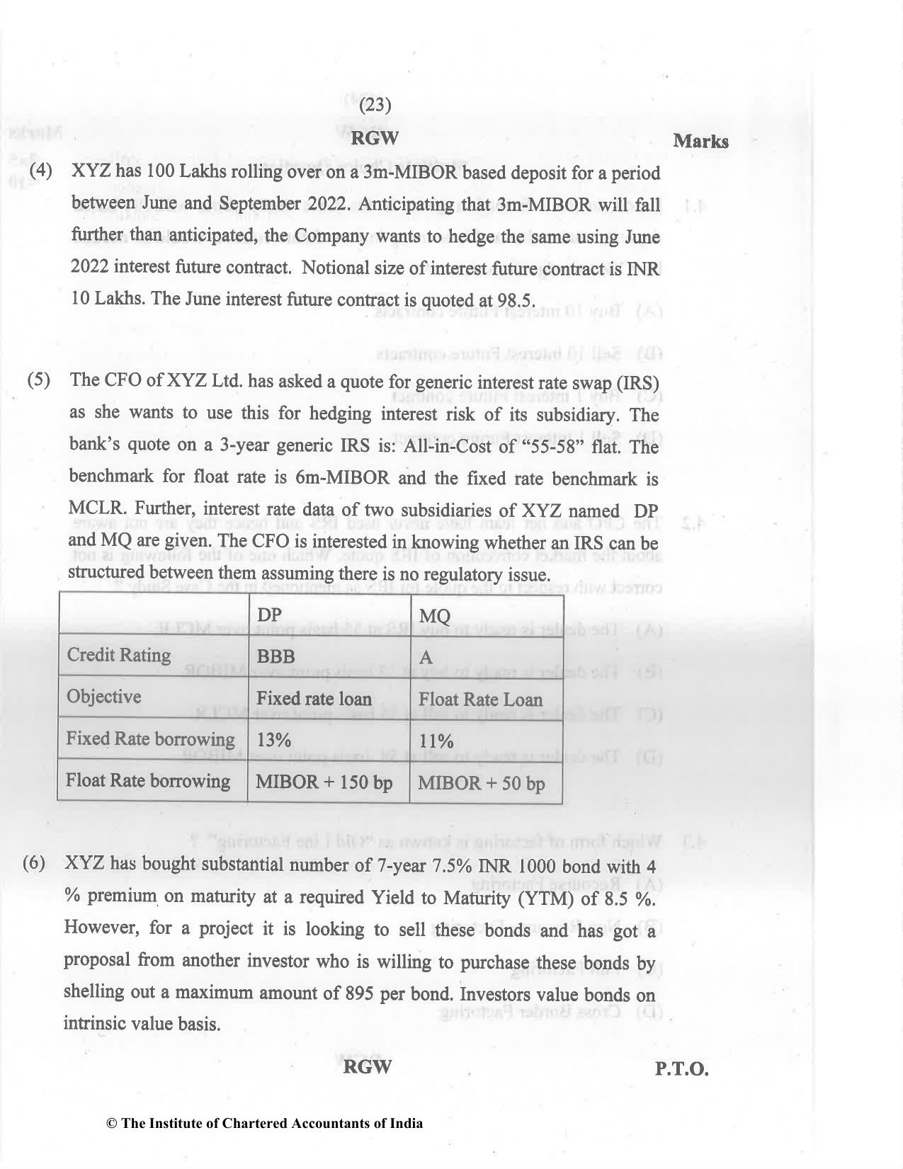 CA Final May 2022 Question Paper - Paper 6B – Financial Services and Capital Markets - Page 23