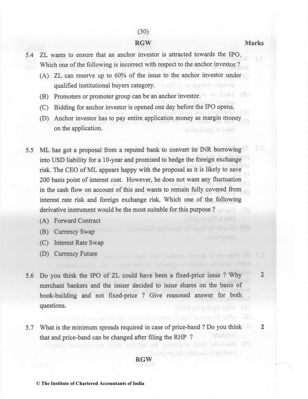CA Final May 2022 Question Paper - Paper 6B – Financial Services and Capital Markets - Page 30