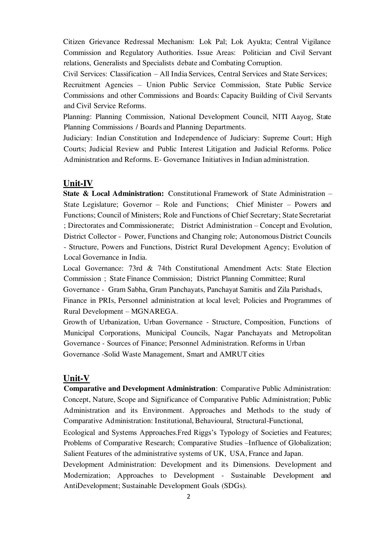 TNSET Syllabus - Public Administration - Page 2