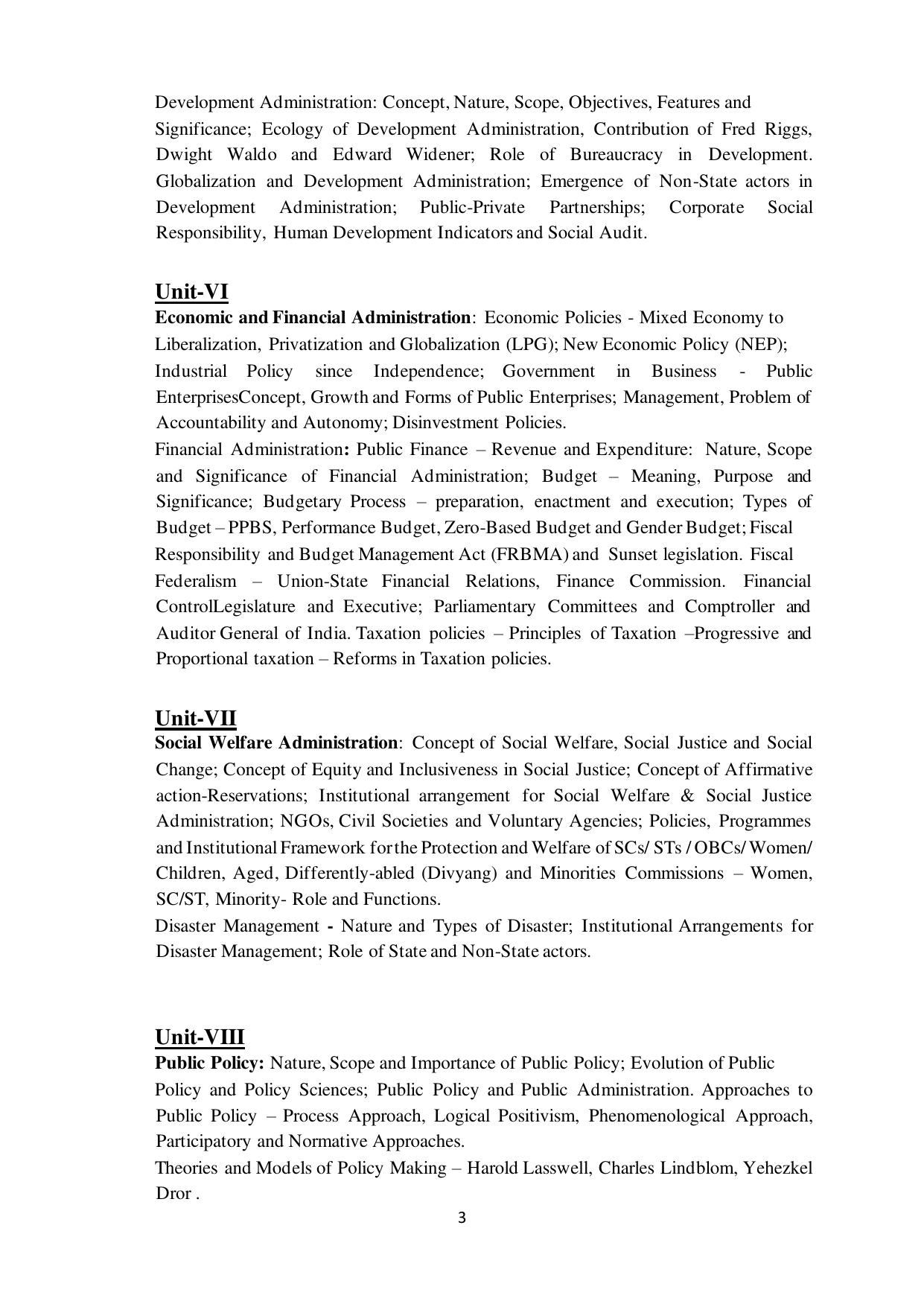 TNSET Syllabus - Public Administration - Page 3