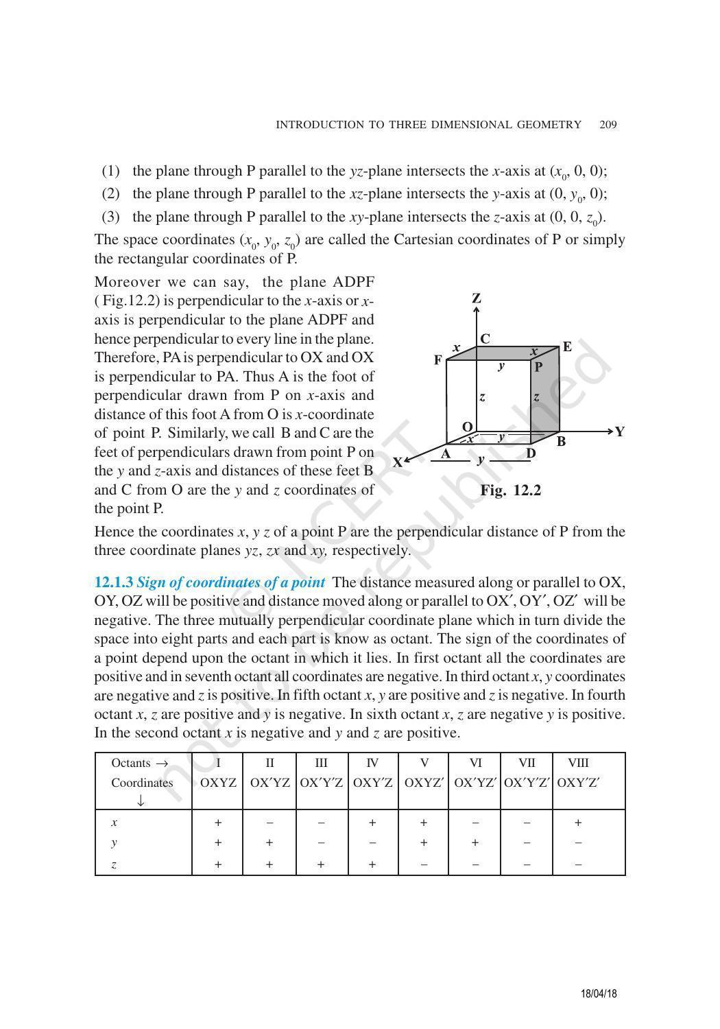 NCERT Exemplar Book for Class 11 Maths: Chapter 12 Introduction to Three-Dimensional Geometry - Page 2
