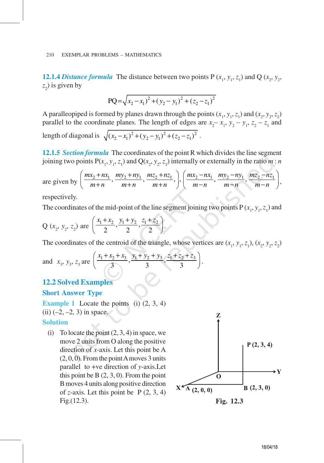 NCERT Exemplar Book for Class 11 Maths: Chapter 12 Introduction to Three-Dimensional Geometry - Page 3