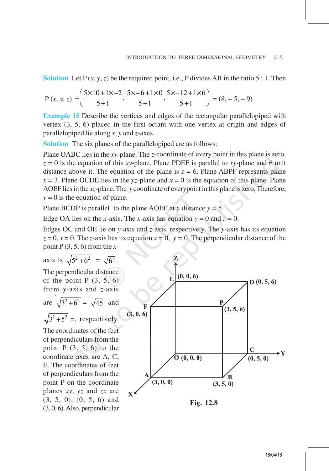 NCERT Exemplar Book for Class 11 Maths: Chapter 12 Introduction to Three-Dimensional Geometry - Page 8