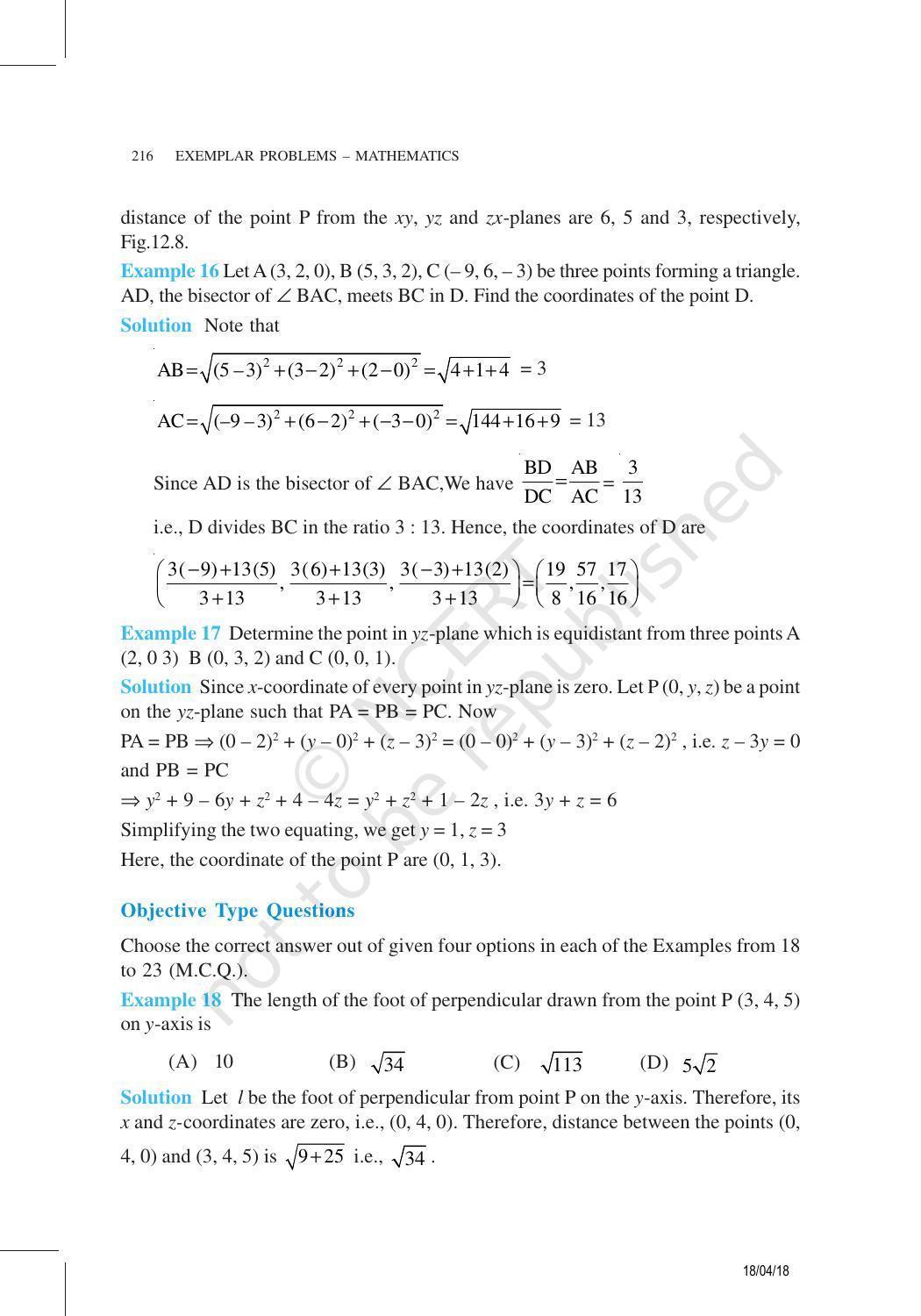 NCERT Exemplar Book for Class 11 Maths: Chapter 12 Introduction to Three-Dimensional Geometry - Page 9