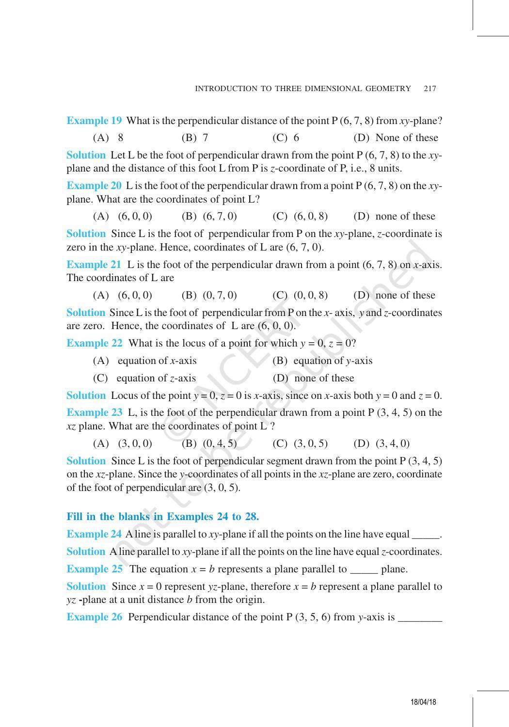 NCERT Exemplar Book for Class 11 Maths: Chapter 12 Introduction to Three-Dimensional Geometry - Page 10