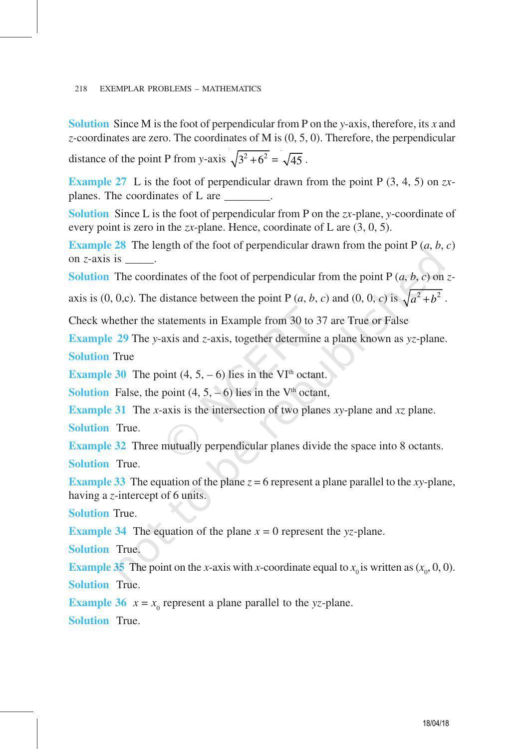 NCERT Exemplar Book for Class 11 Maths: Chapter 12 Introduction to Three-Dimensional Geometry - Page 11