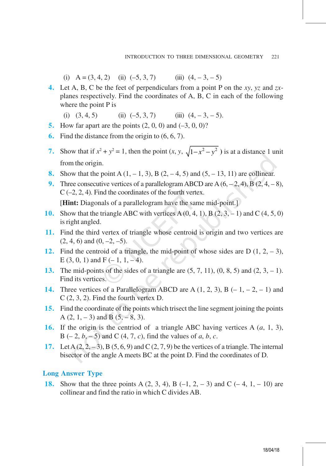 NCERT Exemplar Book for Class 11 Maths: Chapter 12 Introduction to Three-Dimensional Geometry - Page 14