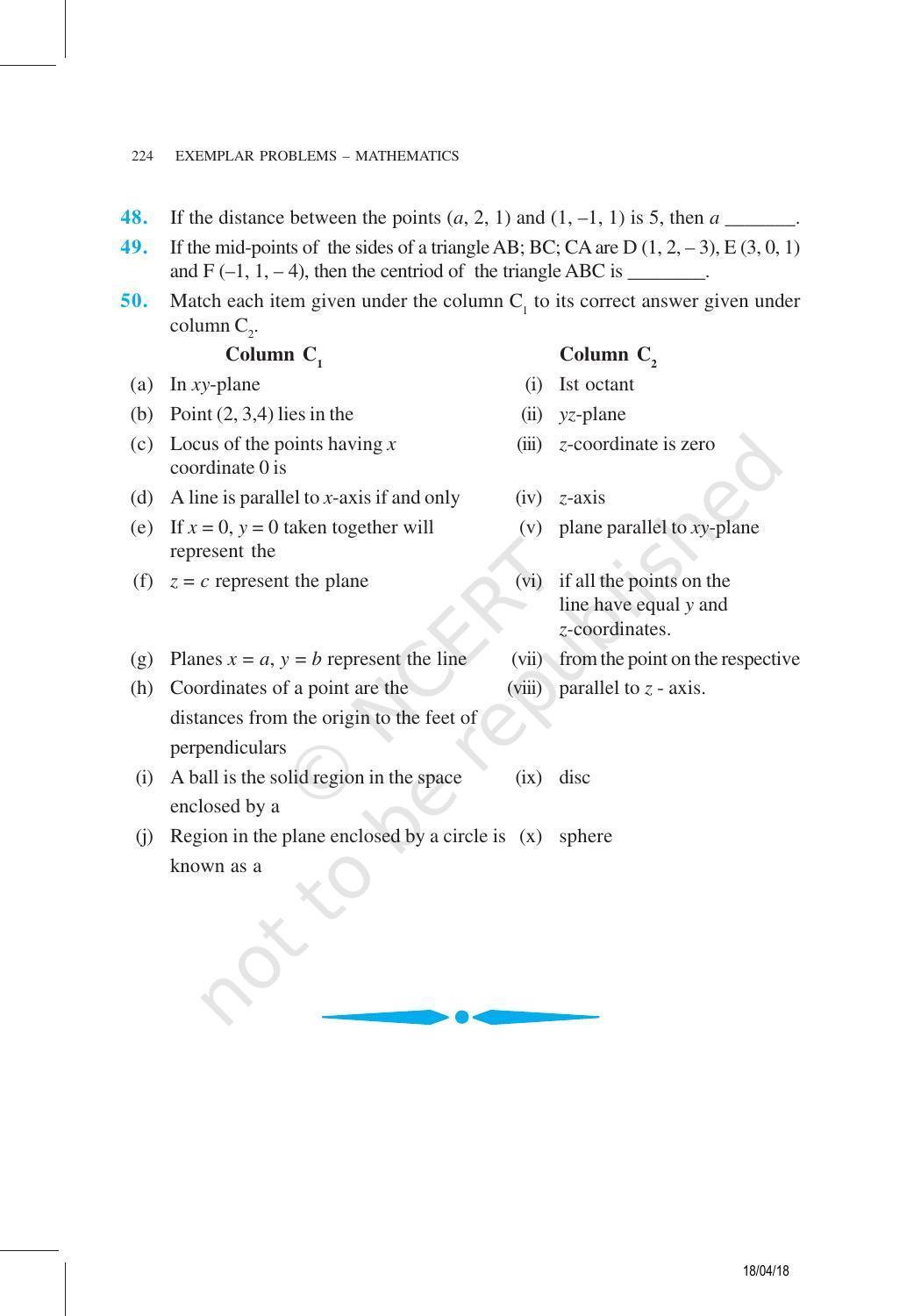 NCERT Exemplar Book for Class 11 Maths: Chapter 12 Introduction to Three-Dimensional Geometry - Page 17