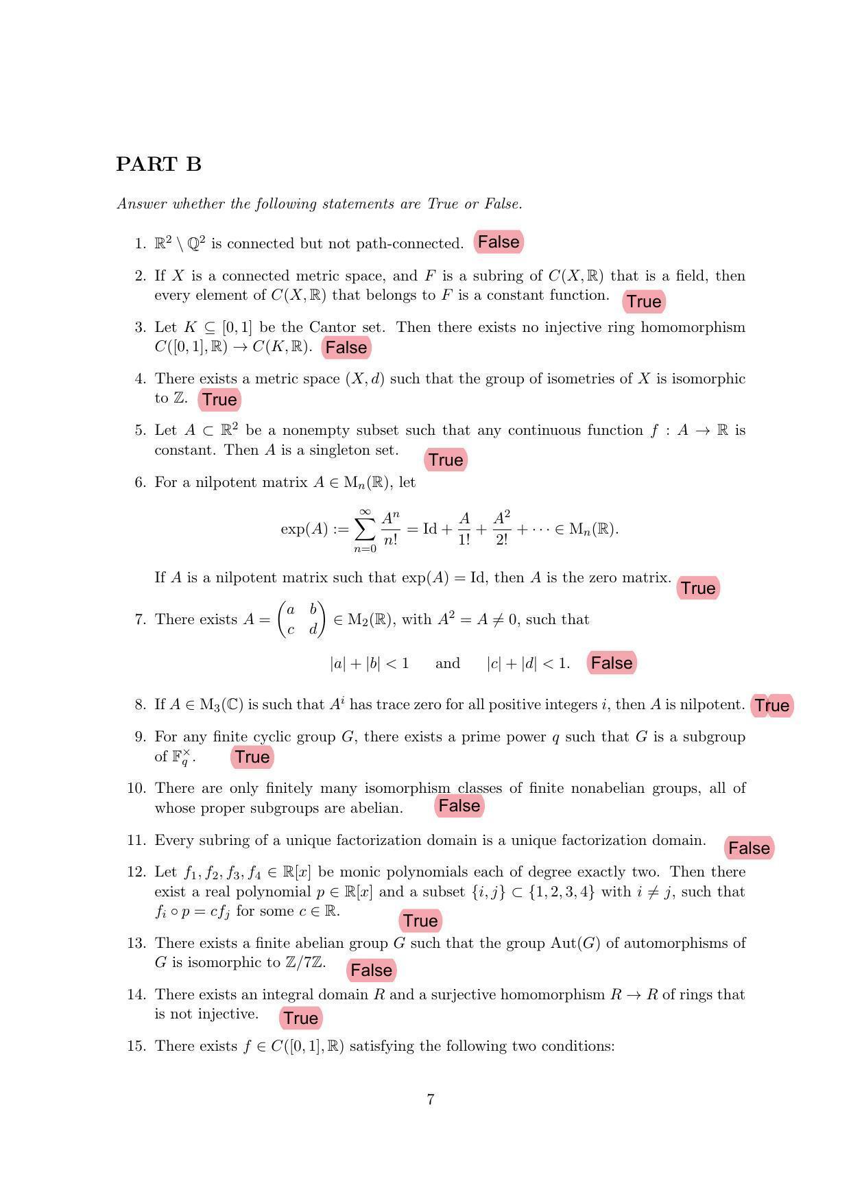 TIFR GS 2022 Mathematics Question Paper - Page 7