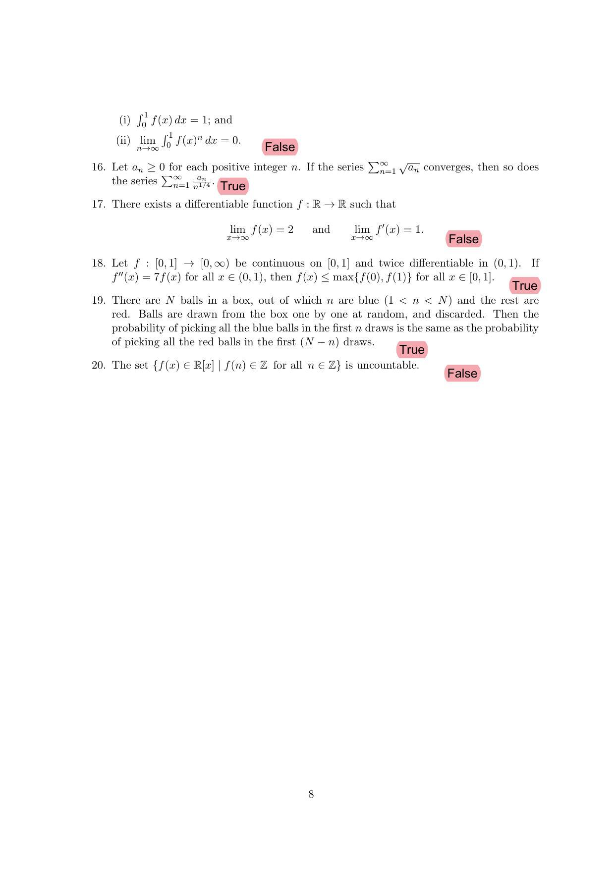 TIFR GS 2022 Mathematics Question Paper - Page 8