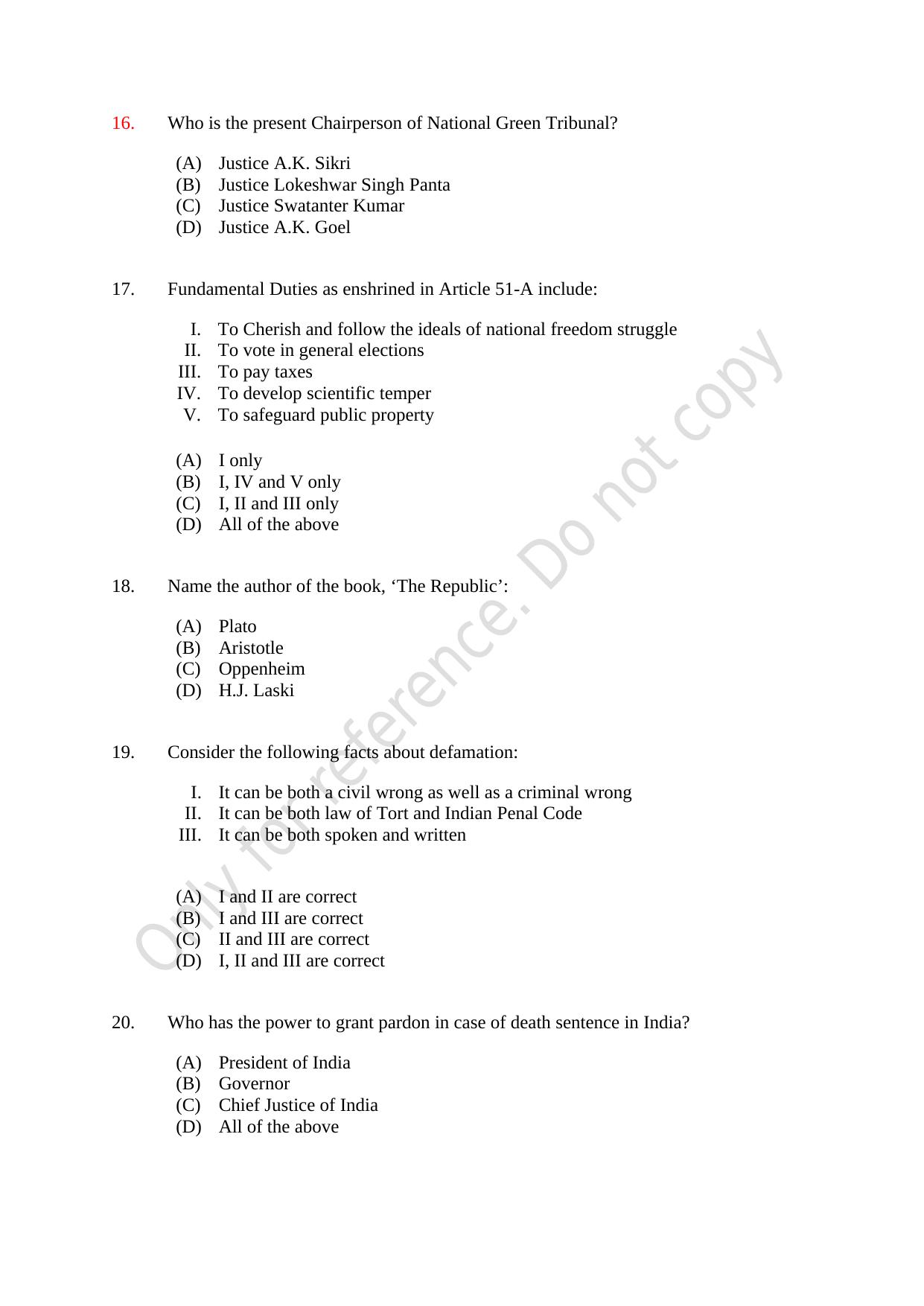 CUSAT CAT 2021 BBA LLB (HONS) BCOM LLB (HONS) Question Paper - Page 4
