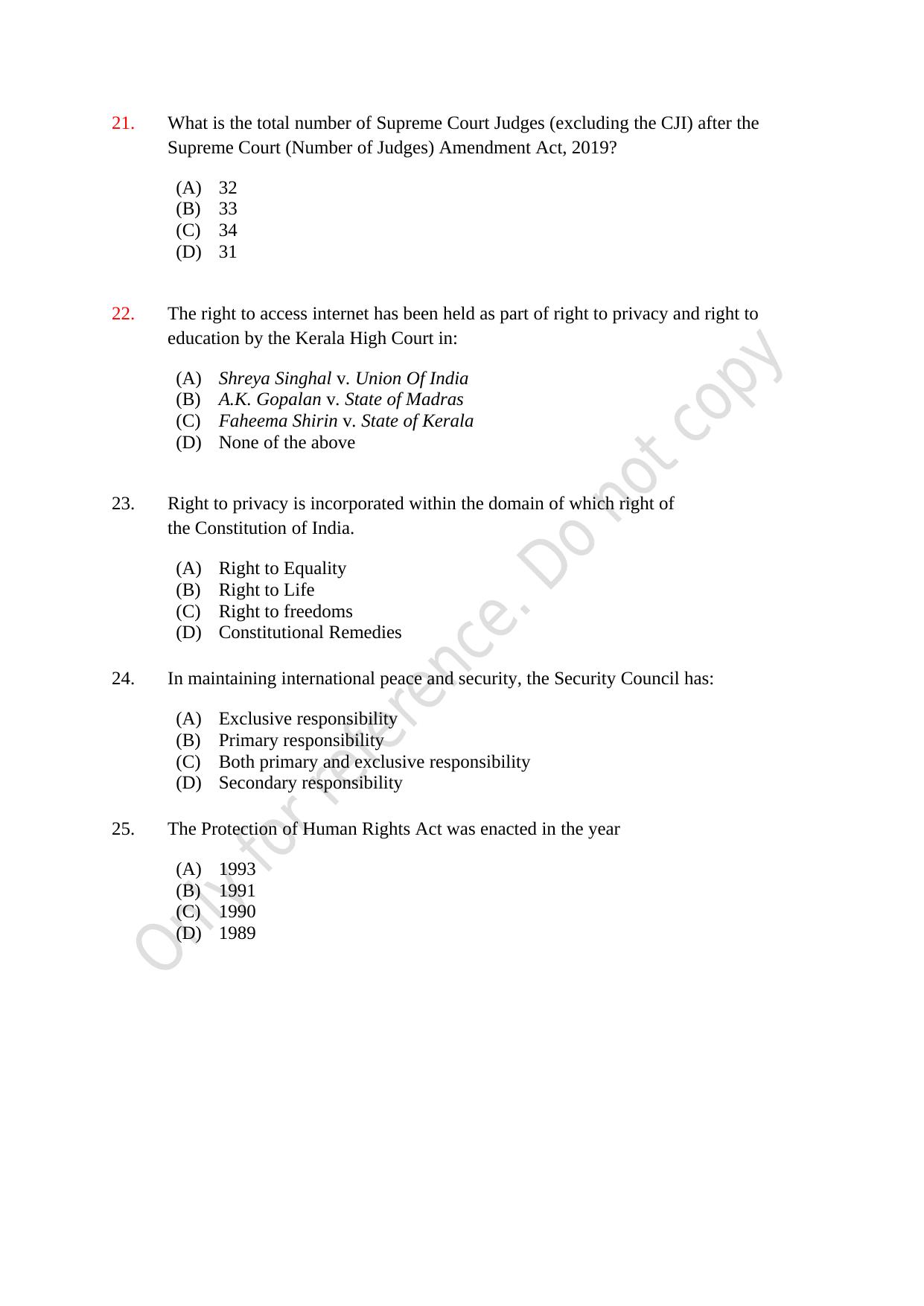 CUSAT CAT 2021 BBA LLB (HONS) BCOM LLB (HONS) Question Paper - Page 5
