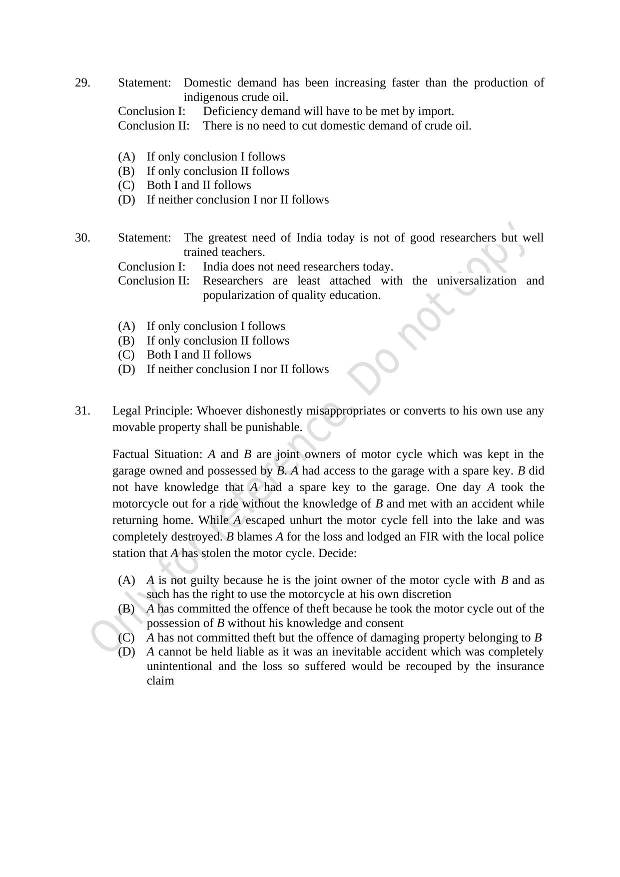 CUSAT CAT 2021 BBA LLB (HONS) BCOM LLB (HONS) Question Paper - Page 7