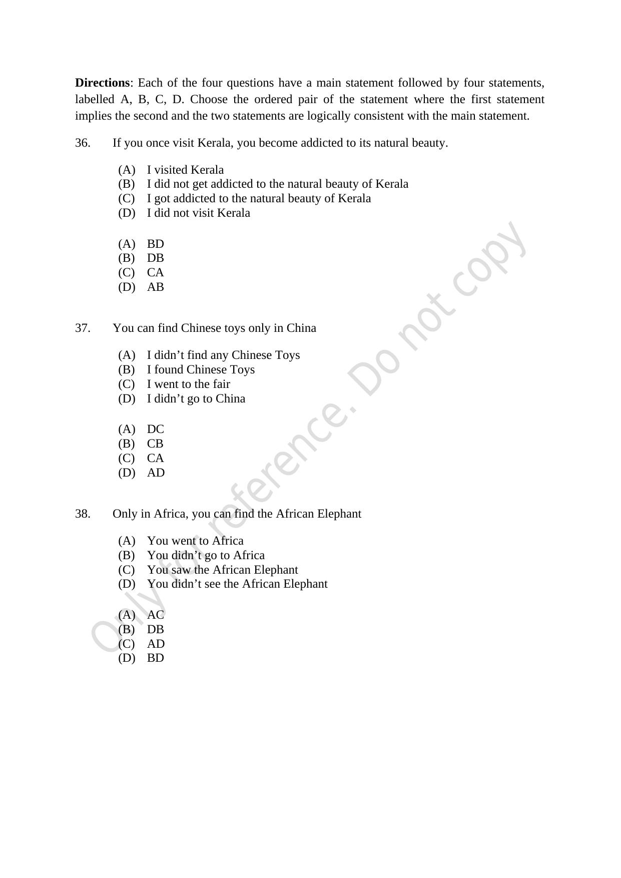 CUSAT CAT 2021 BBA LLB (HONS) BCOM LLB (HONS) Question Paper - Page 10
