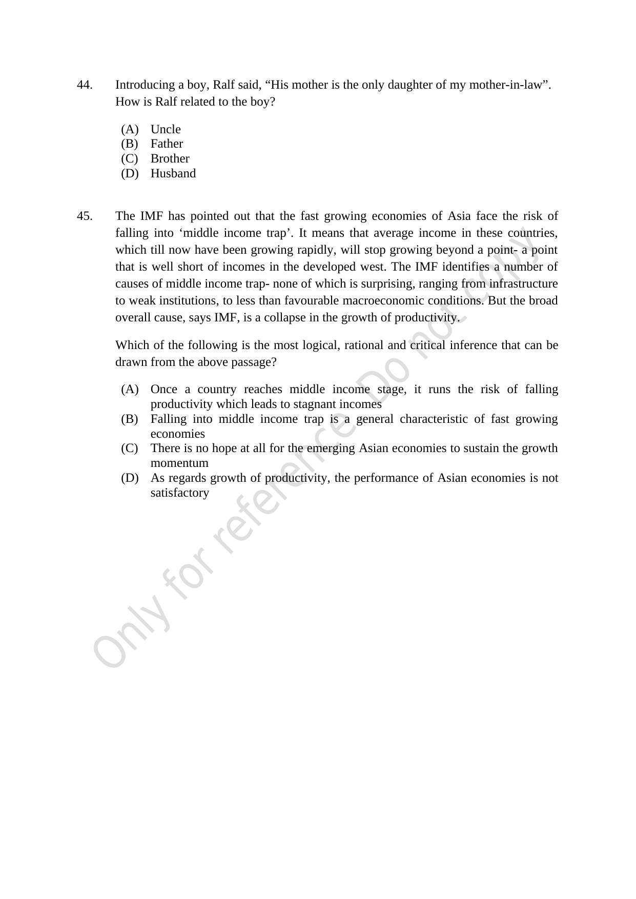 CUSAT CAT 2021 BBA LLB (HONS) BCOM LLB (HONS) Question Paper - Page 12