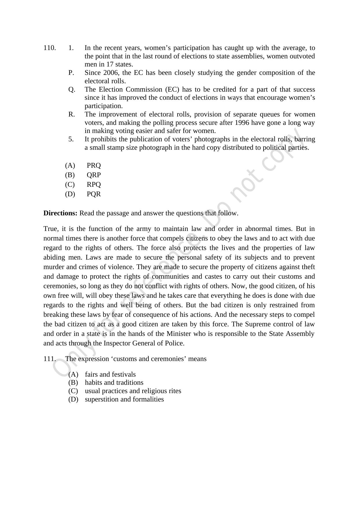 CUSAT CAT 2021 BBA LLB (HONS) BCOM LLB (HONS) Question Paper - Page 30