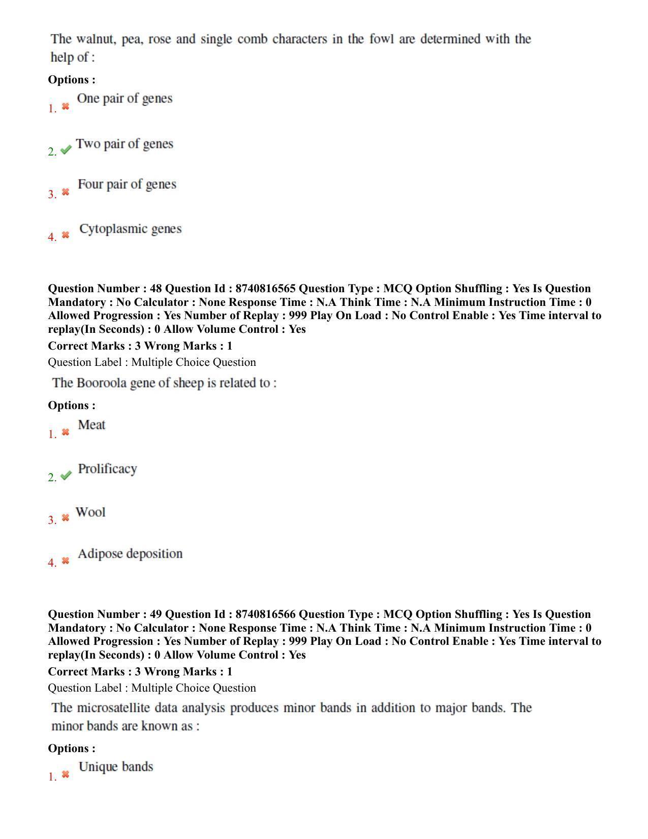 BHU RET Animal Genetics and Breeding  2020 Question Paper  - Page 31