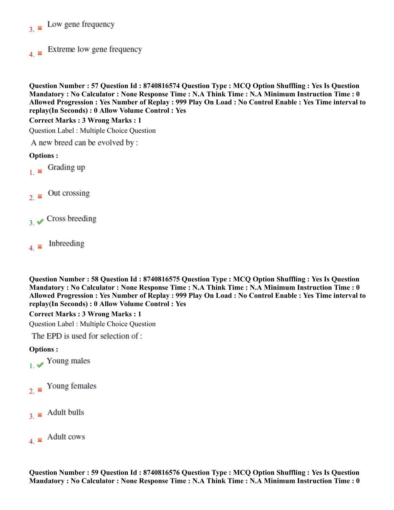 BHU RET Animal Genetics and Breeding  2020 Question Paper  - Page 35